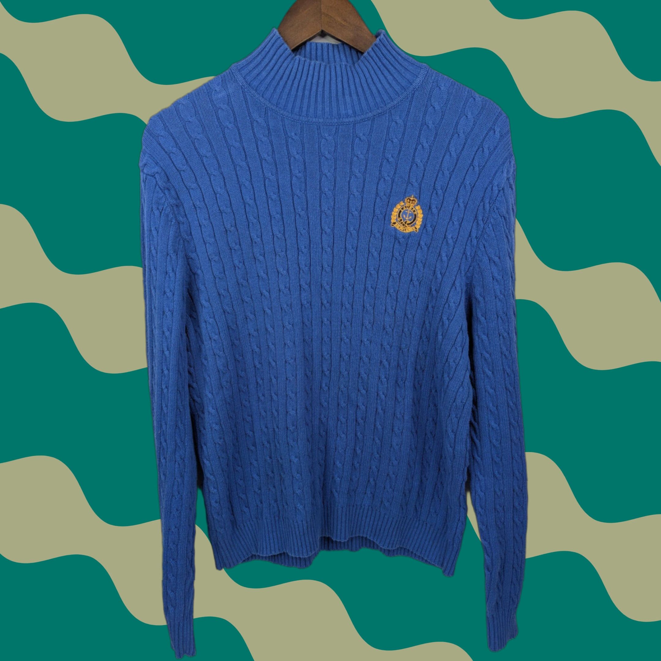 Ralph Lauren Lauren Ralph Lauren Cableknit Turtle Neck Sweater Blue Women's XL Pullover Knit Pullover Shirt? Size XL / US 12-14 / IT 48-50 - 1 Thumbnail