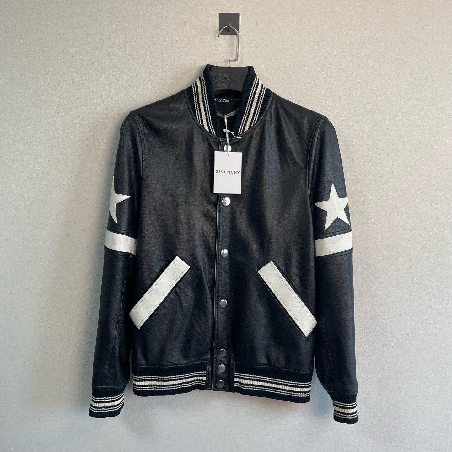 givenchy black star leather bomber jacket