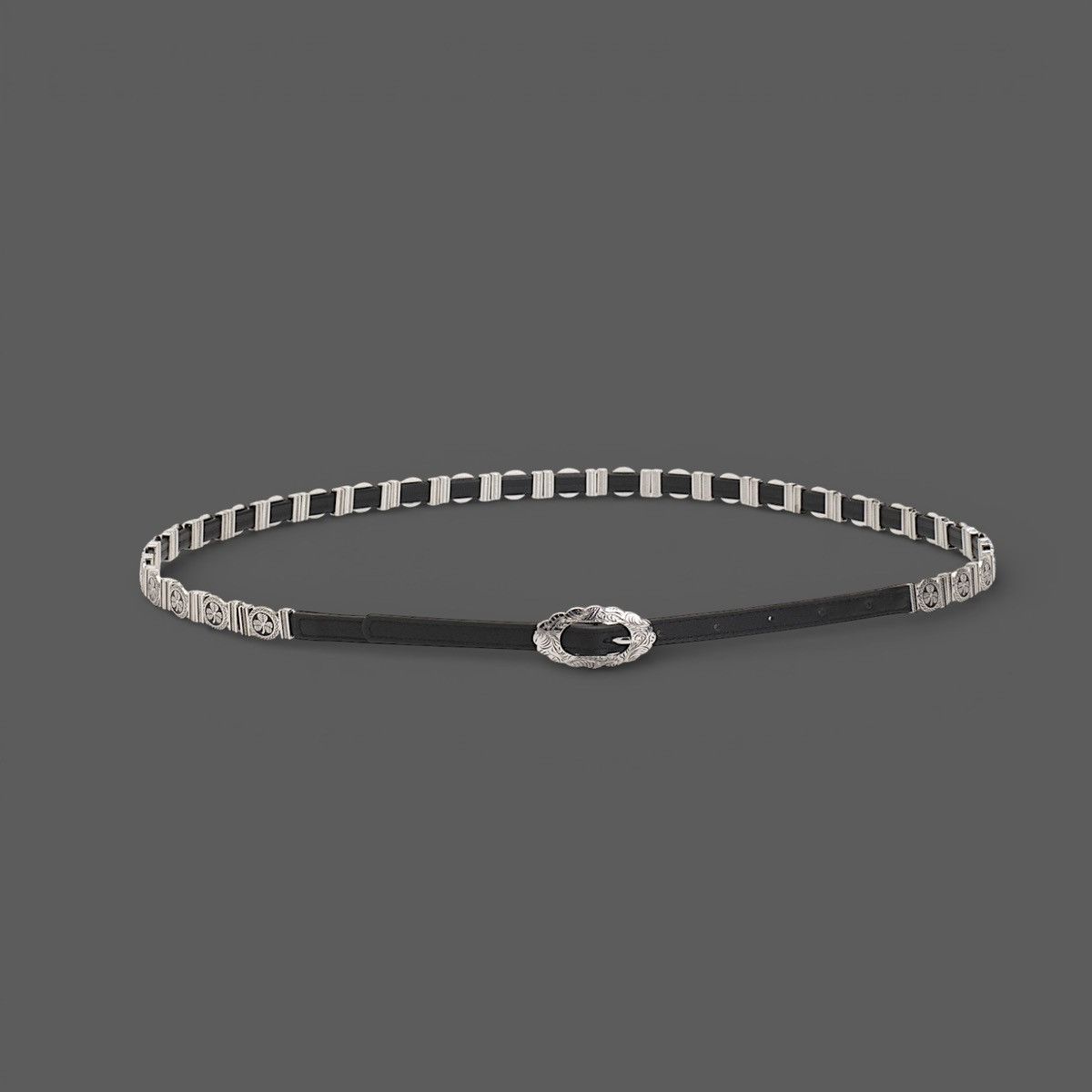 Other Most Wanted Women’s Black Silver Skinny Link Belt Sz L Size ONE SIZE - 2 Thumbnail
