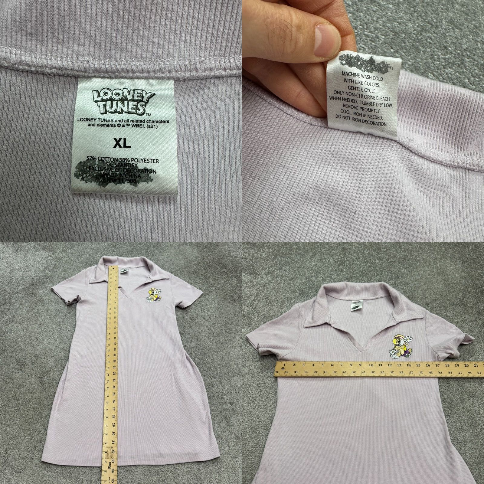 Vintage VINTAGE Looney Tunes Lola Bunny Ribbed Knit Mini Polo Dress Womens XL Lavender Kawaii Size XL / US 12-14 / IT 48-50 - 8 Thumbnail