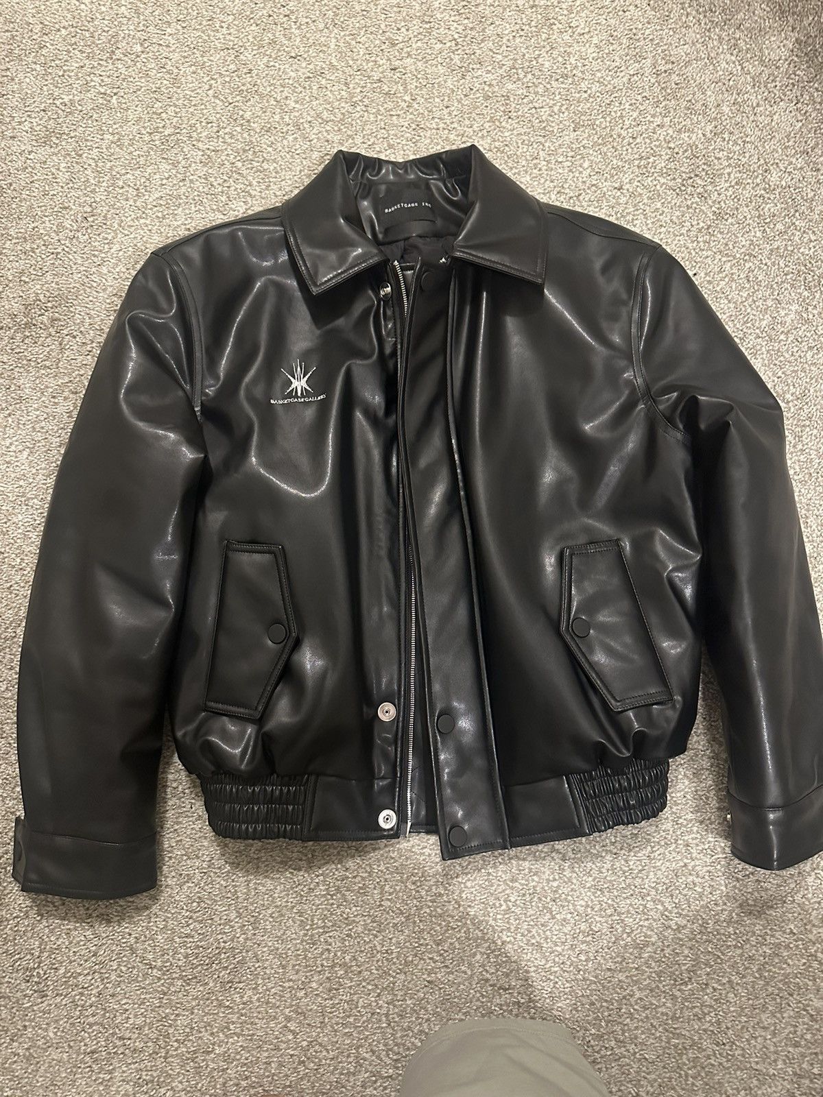image of Basketcase Gallery Leather Flight Jacket in Black, Men's (Size Small)