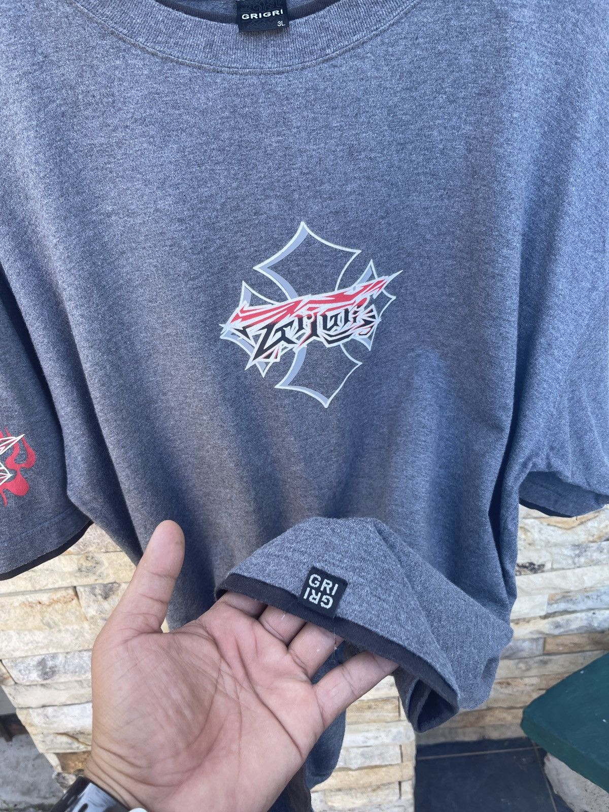 If Six Was Nine × Vintage Last Drop🔥Rare🔥Vintage Gri Gri Fire Big Logo T-Shirt Size US XXL / EU 58 / 5 - 8 Thumbnail