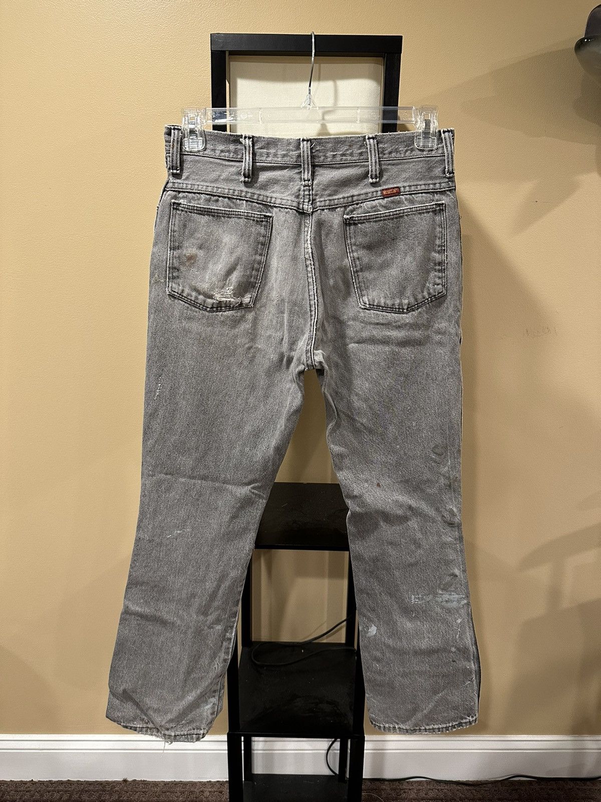 Rustler × Vintage Vintage Rustler Black faded Distressed Painter Denim Jeans Size US 32 / EU 48 - 4 Thumbnail