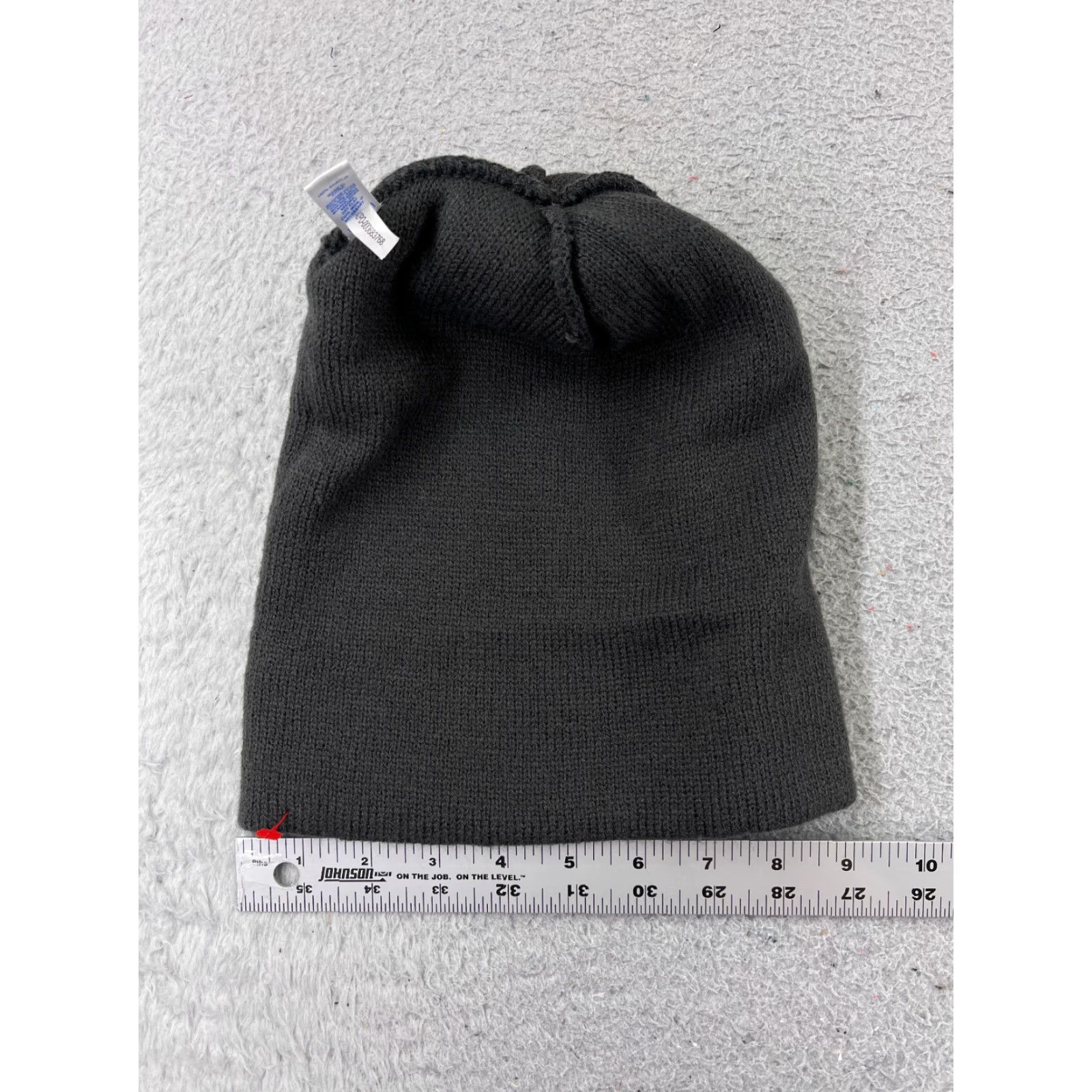 Vintage Sport-Tek Beanie Toque Adult One Size Gray White Stripe Knit 100% Acrylic Pom Knit Hat Unisex Mens Womens Beanie Winter 90s Outdoor Ski (adjusted?) Size ONE SIZE - 3 Thumbnail