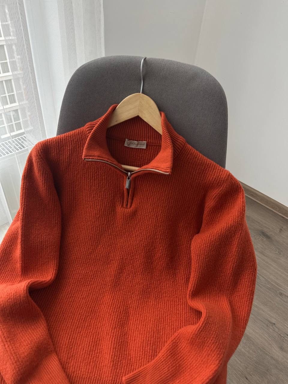 Japanese Brand × Vintage Vintage Faconeri Marino Wool Pullover 1/4 zip Orange Sweater Size US M / EU 48-50 / 2 - 10 Thumbnail