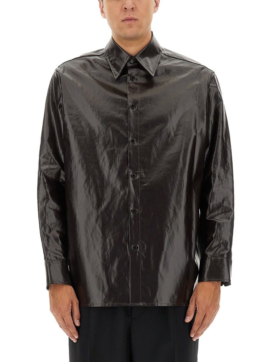 MM6 MM6 SHINY LINEN SHIRT - BROWN (IT 50) Size US L / EU 52-54 / 3 - 1 Thumbnail