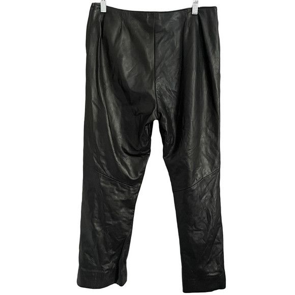 Danier Vintage Danier Black Leather Lined High Rise Straight Pants Size 32" / US 10 / IT 46 - 12 Thumbnail