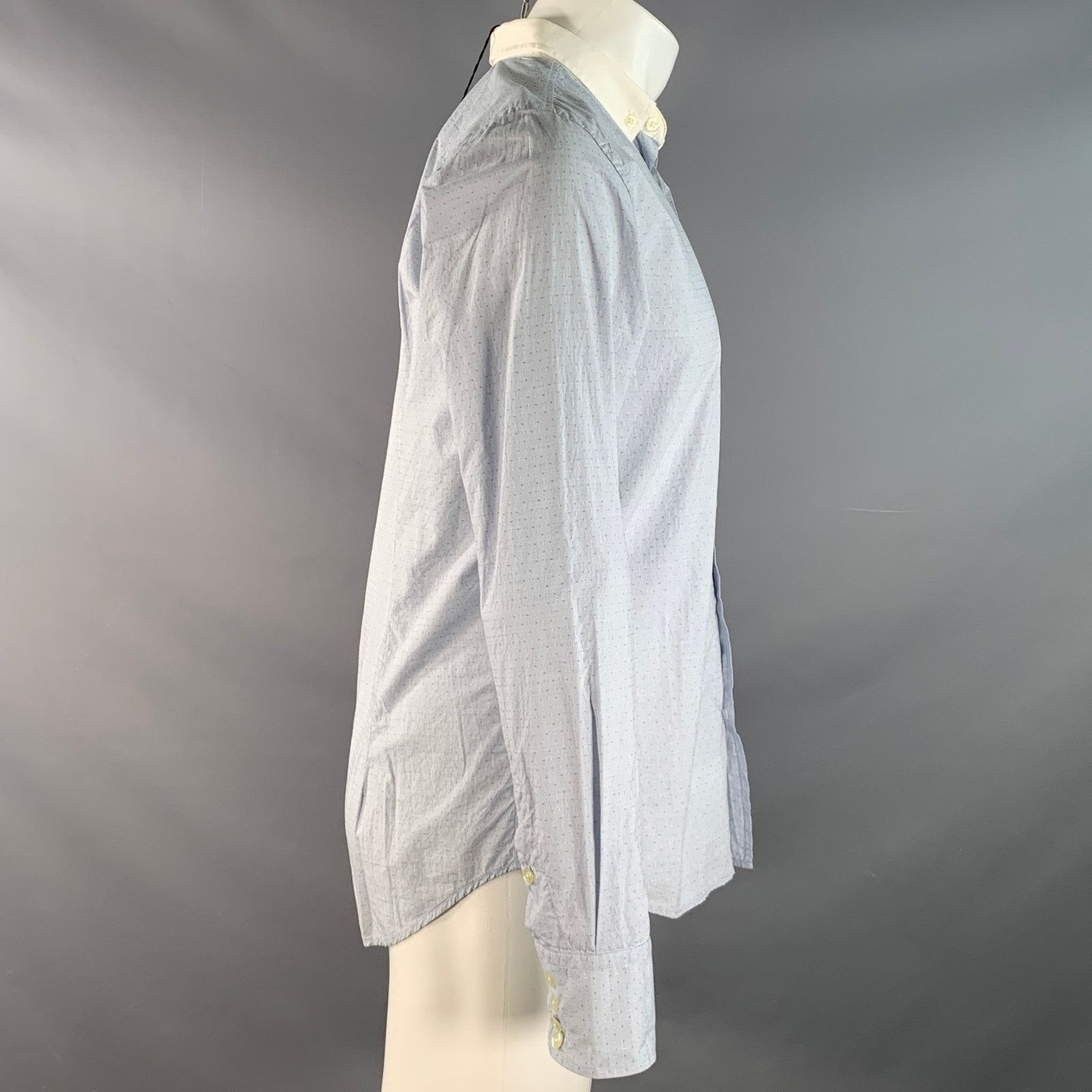 Other Blue White Dots Cotton Button Down Collar Long Sleeve Shirt Size US M / EU 48-50 / 2 - 3 Thumbnail