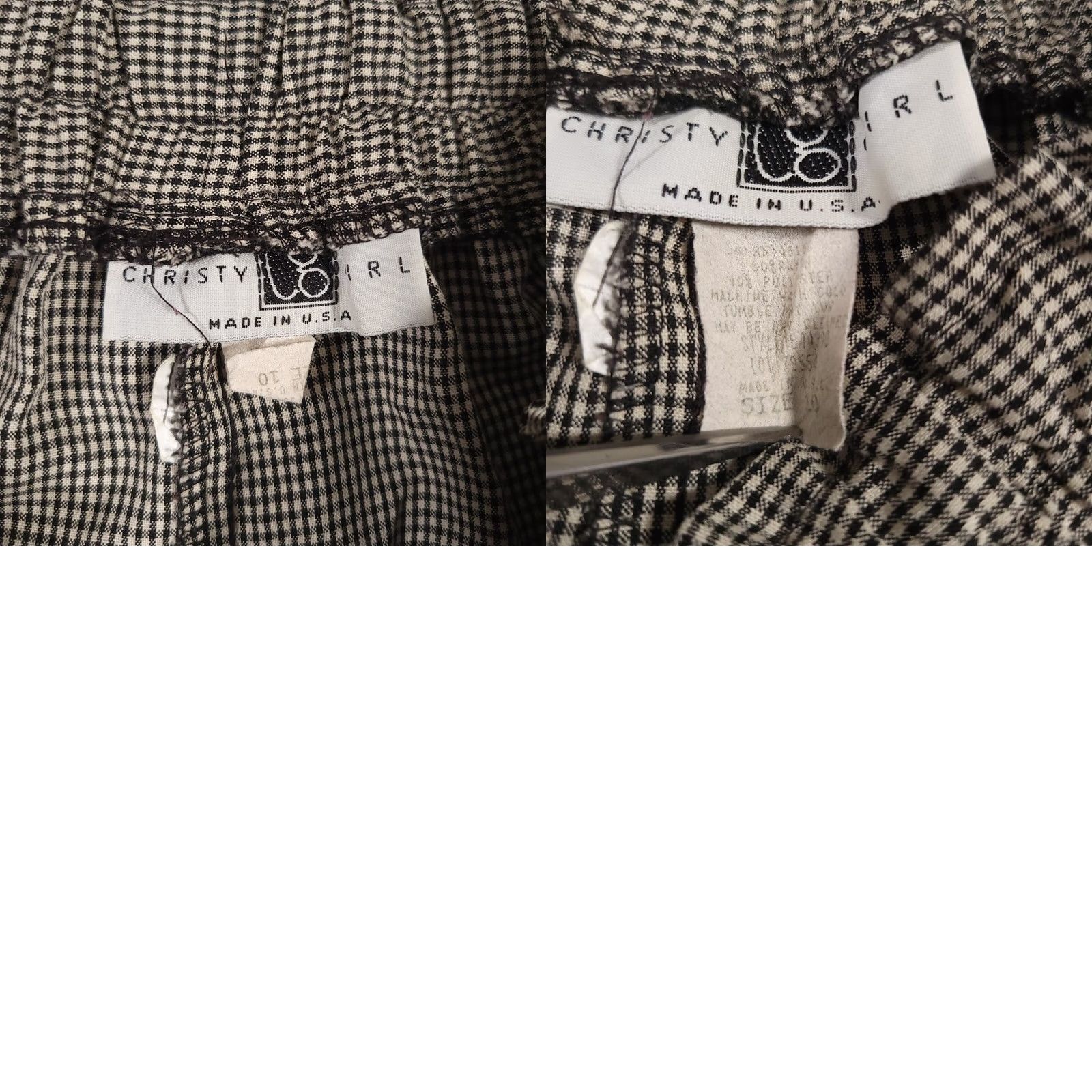Vintage VINTAGE christy girl Pants Women's 10 Black Tan Check Pull On Wide-Leg Crop USA Made Size 32" / US 10 / IT 46 - 9 Thumbnail