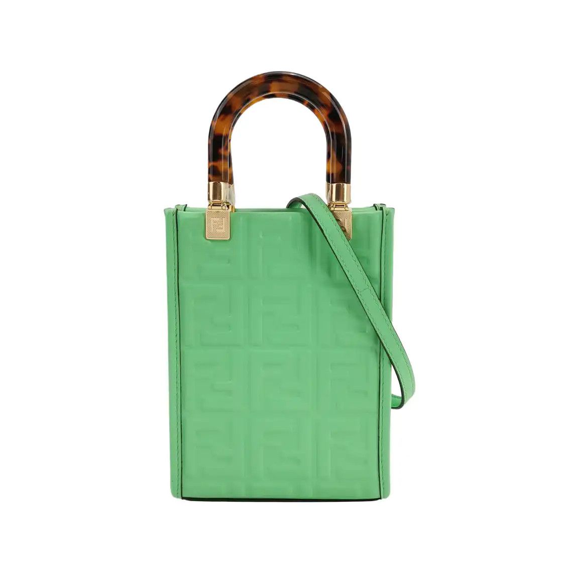 Fendi FENDI Sunshine green cowhide leather doubleF embossed handbag detachable strap Size ONE SIZE - 1 Thumbnail