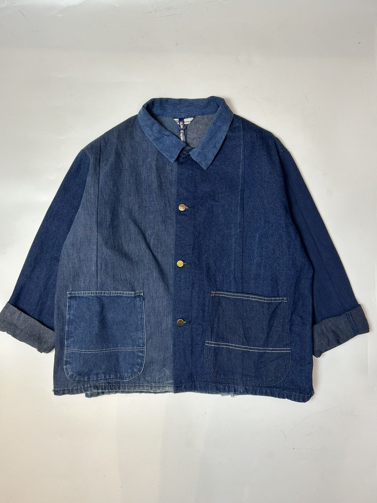 Japanese Brand SUNNY SIDE UP DENIM JACKET UNIQUE BUTTON DESIGN USED Size ONE SIZE - 1 Thumbnail