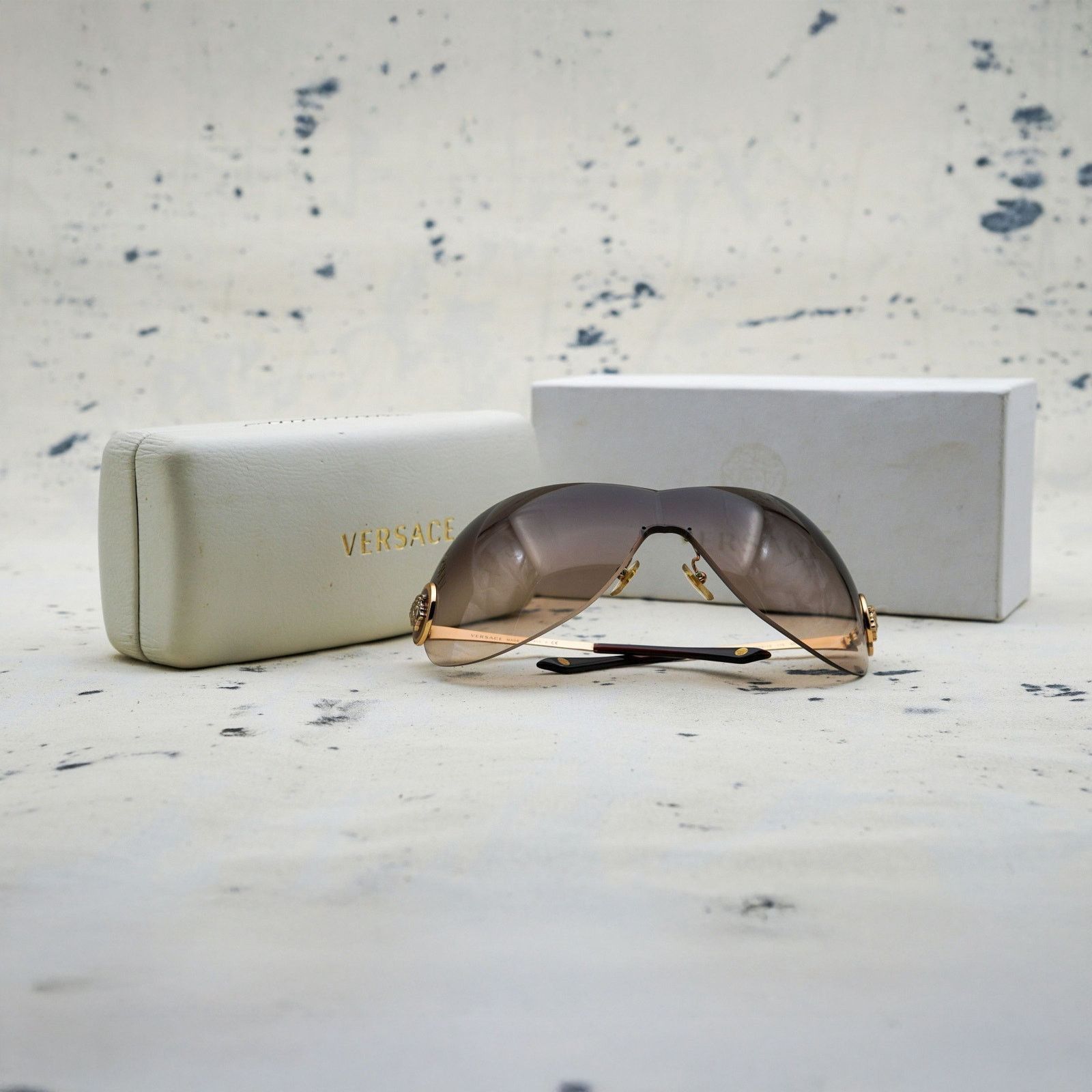 Versace Versace mod 2113 brown gradient gold medusa mask sunglasses Size ONE SIZE - 9 Thumbnail