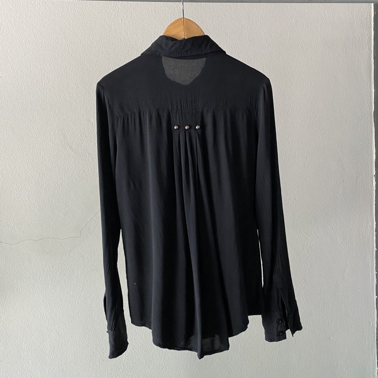 Japanese Brand GHOST OF HARLEM Punk Y2K Black Pleated Pearl Button Shirt Size S / US 4 / IT 40 - 4 Thumbnail