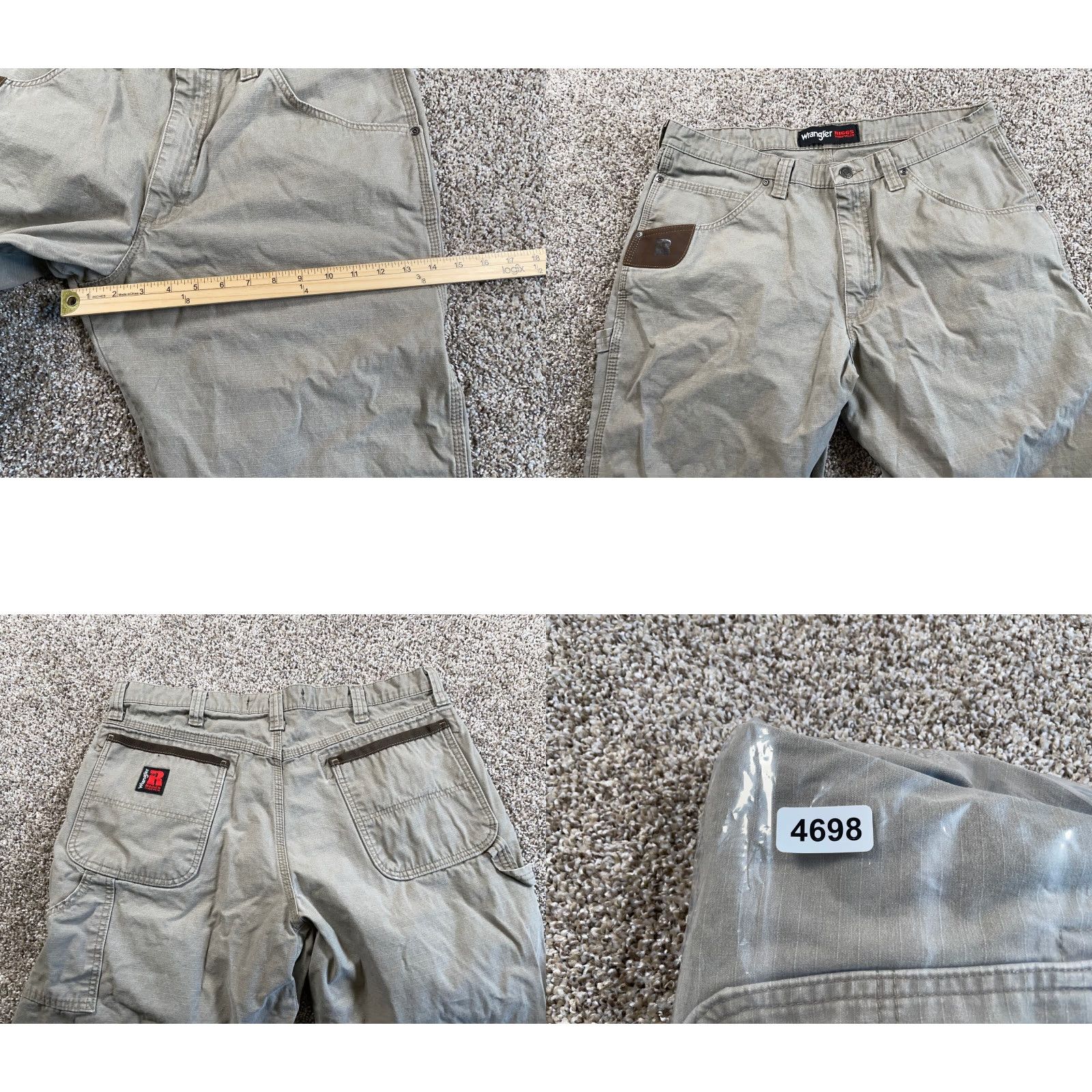 Wrangler WRANGLER RIGGS Workwear Carpenter Pants Men's 36 x 28 Beige Ripstop Cotton Casual Outdoor Retro Size US 36 / EU 52 - 8 Thumbnail