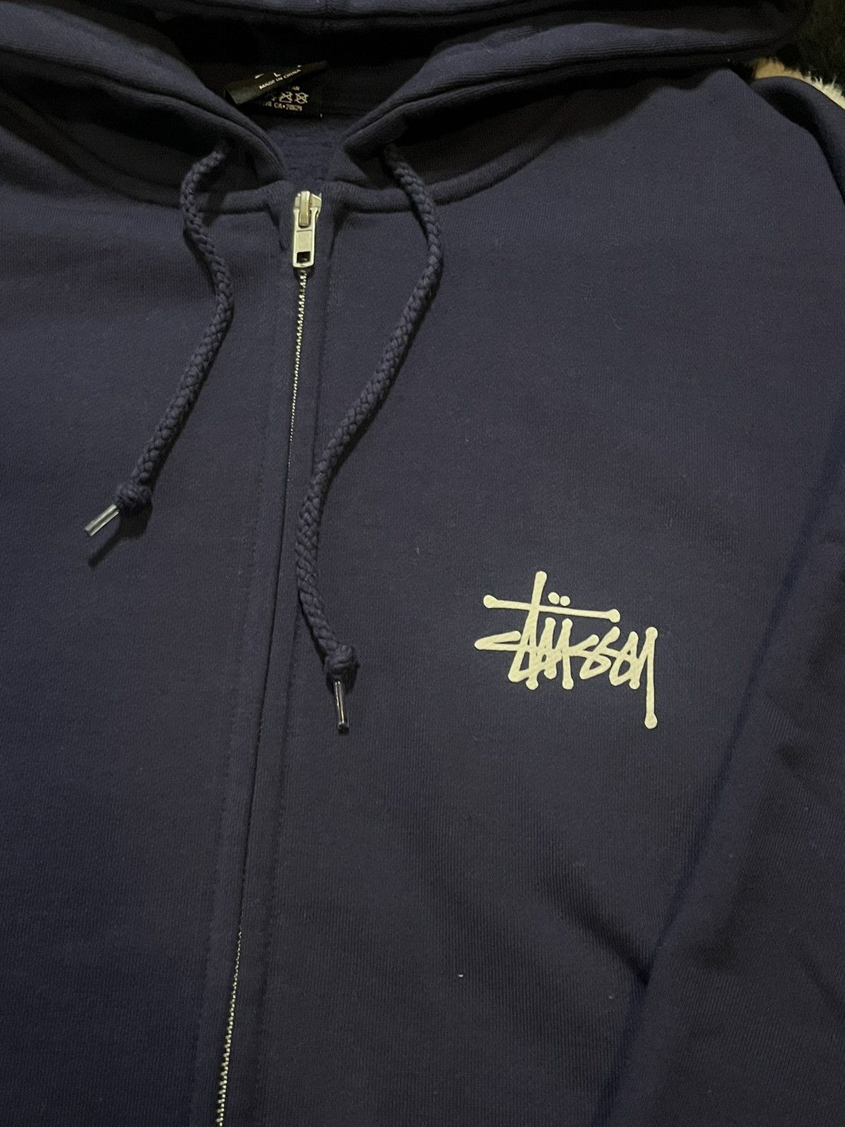 Stussy Classic Stussy Logo Zip-Hoodie, Navy Blue Color, Size Large Size US L / EU 52-54 / 3 - 4 Thumbnail