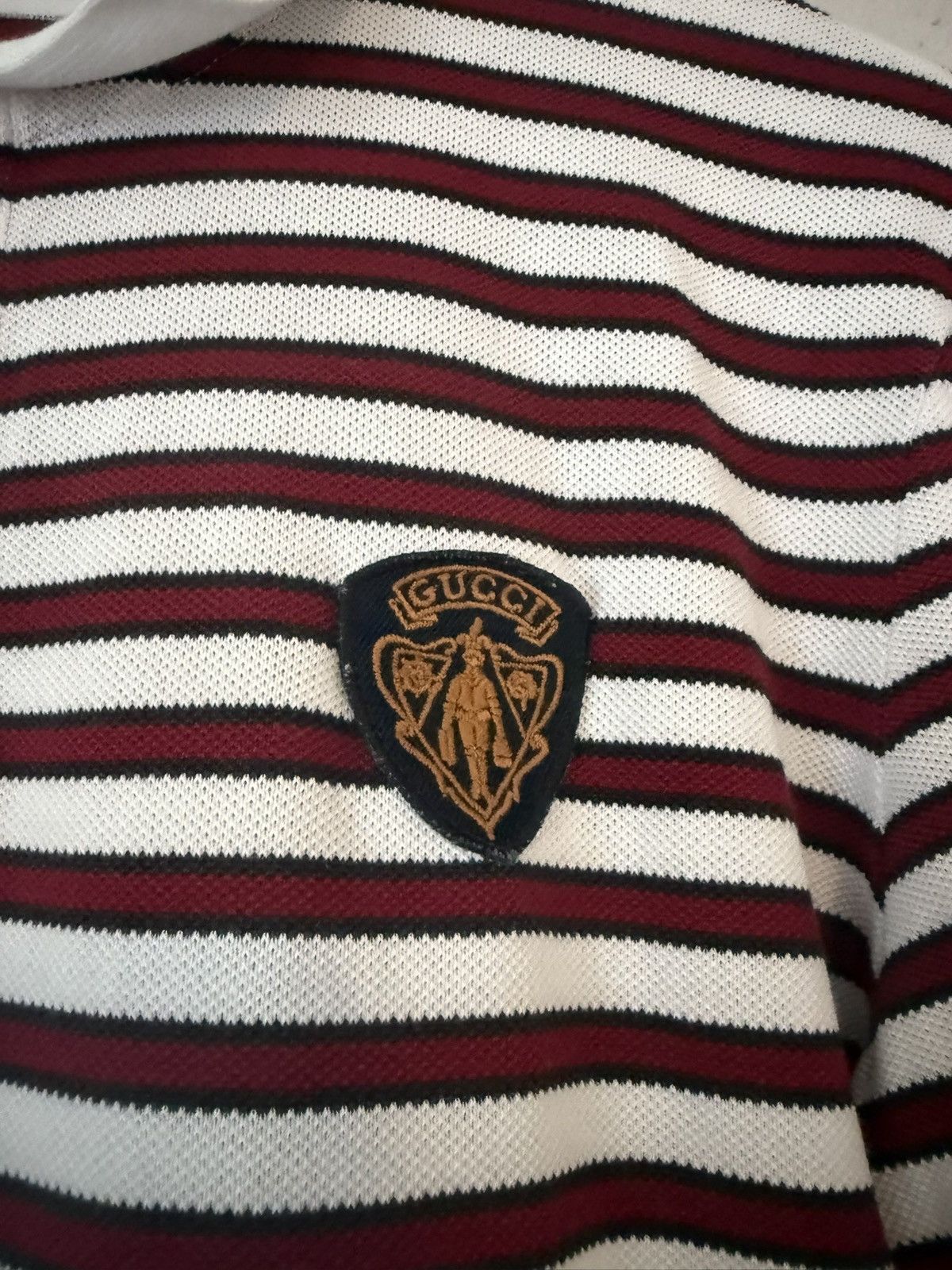 Gucci Striped Cotton Polo with Embroidered Crest Patch Size US M / EU 48-50 / 2 - 3 Thumbnail