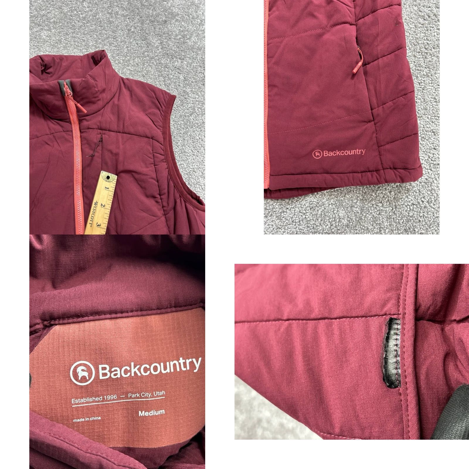 Vintage Backcountry Puffer Vest Womens Medium Red Full Zip Thermal Insulation Mock Neck Jacket Vest Size M / US 6-8 / IT 42-44 - 8 Thumbnail