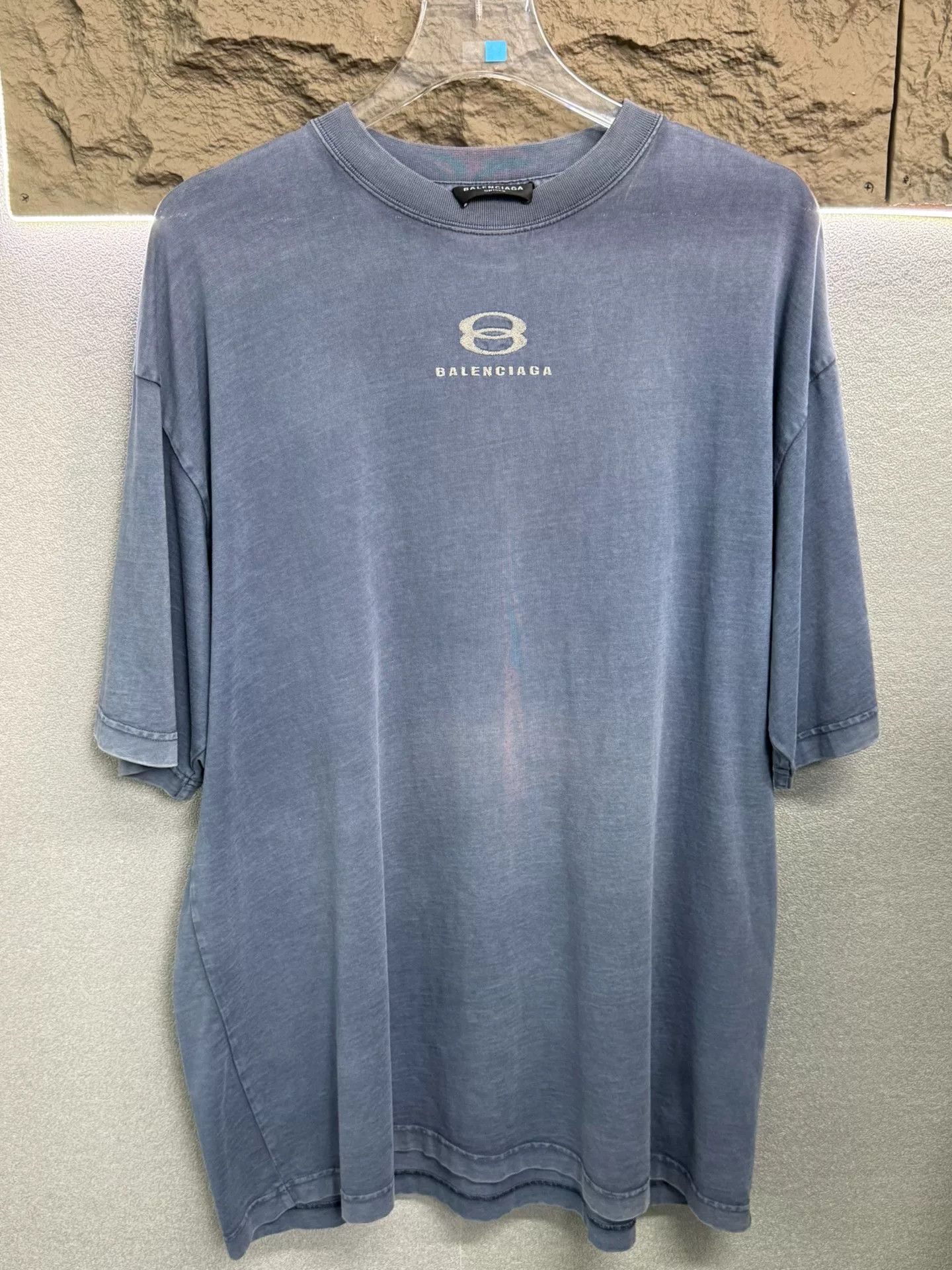Balenciaga Balenciaga Distressed Light Blue T-Shirt Size US M / EU 48-50 / 2 - 1 Thumbnail