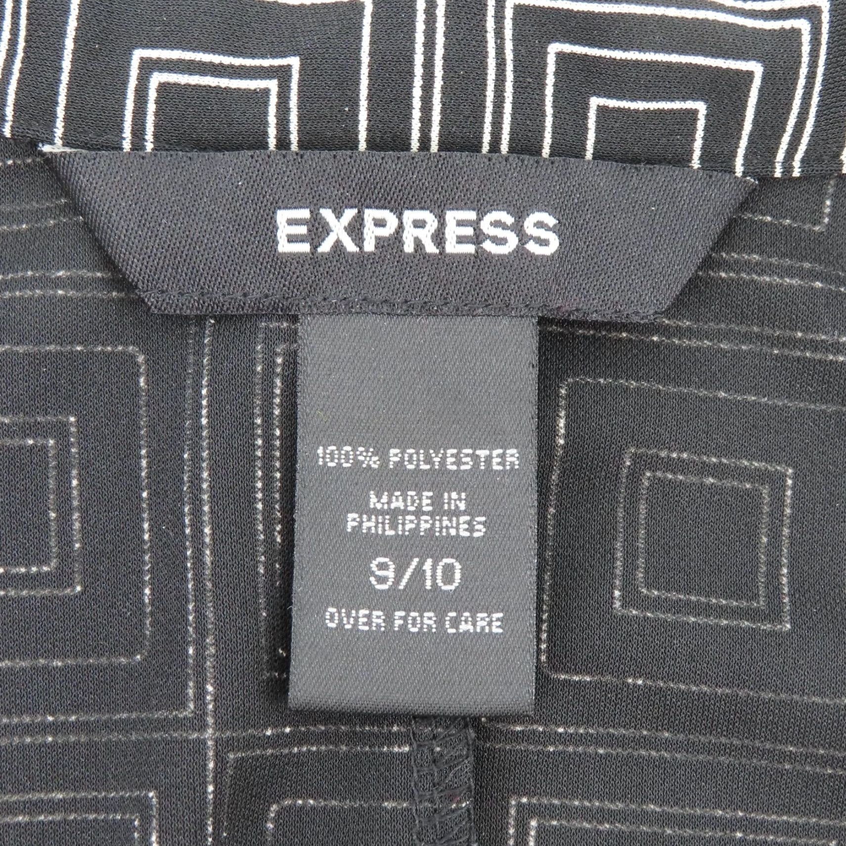 Express VINTAGE Express Dress Women 9/10 Black White Geometric Geo Square Sleeveless Collared Size L / US 10 / IT 46 - 6 Thumbnail