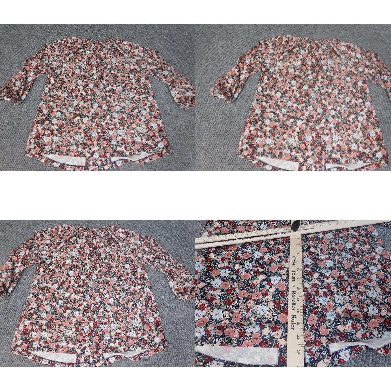 Vintage Baukjen Womens Blouse 6 Blue Floral Button Down Long Sleeve Round Neck Pullover Casual Regular Viscose Down Button Size M / US 6-8 / IT 42-44 - 9 Thumbnail