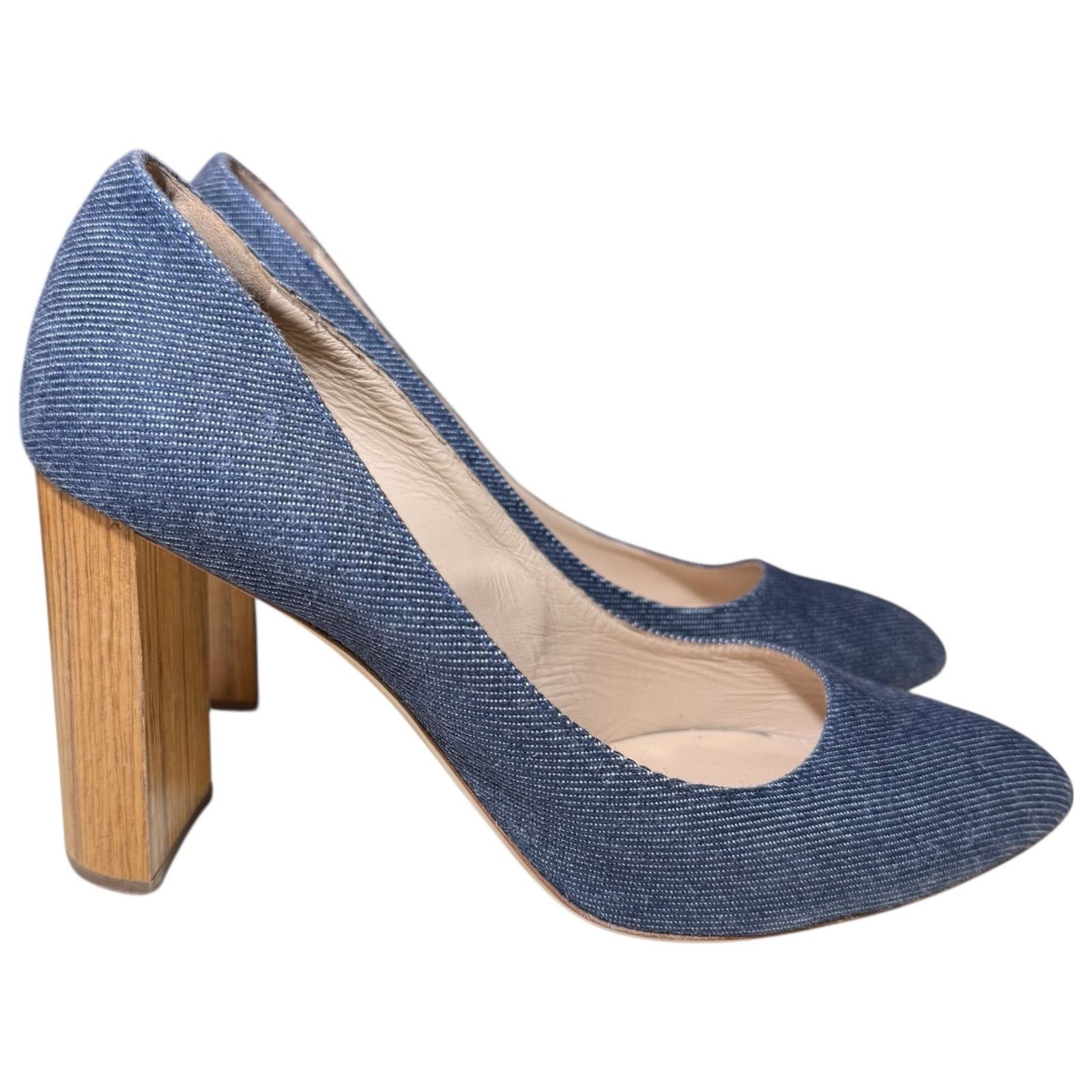 M.Gemi M. Gemi Lustro Denim Pumps Wood Grain Block Heel Size 38.5 Size US 8 / IT 38 - 1 Thumbnail