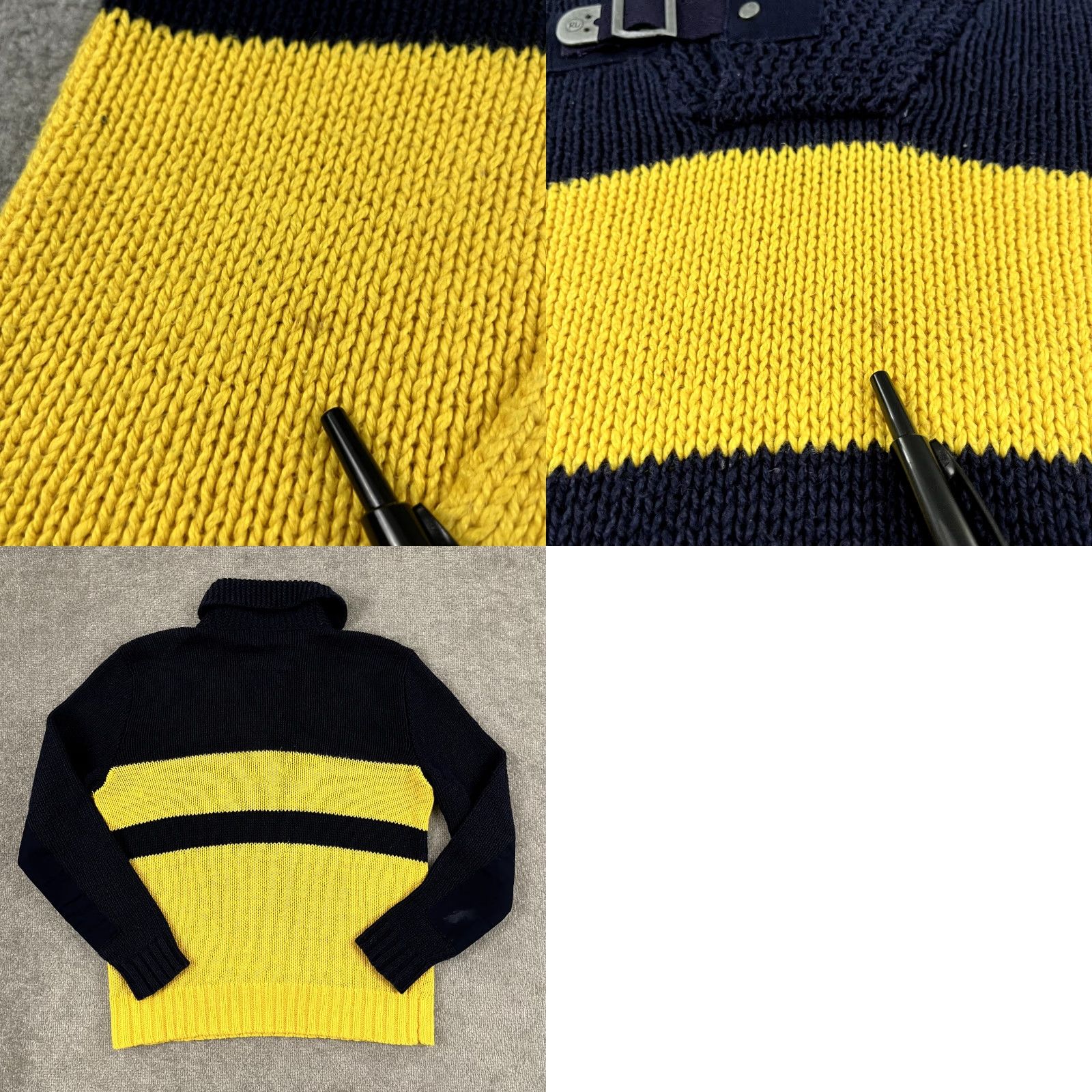 Polo Ralph Lauren POLO RALPH LAUREN Sweater Nautical Mens Medium Blue Yellow Linen Cotton Shawl Size US M / EU 48-50 / 2 - 8 Thumbnail