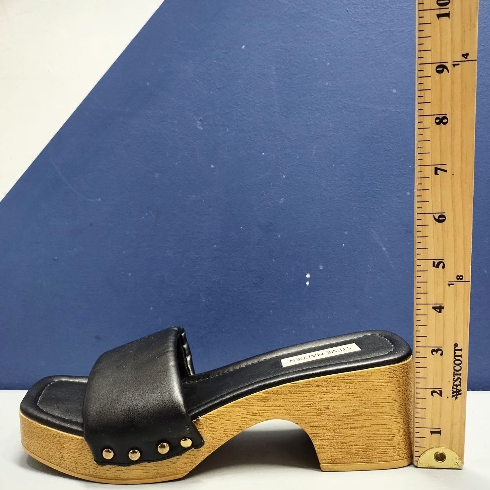 Steve Madden Steve Madden Chana Woody Platform Slide Sandals Womens US 9 Black & Brown Open Toe - Size 9 Womens, Slide, Casual, Summer, 2-2.9in, Block Heel Size US 9 / IT 39 - 8 Thumbnail