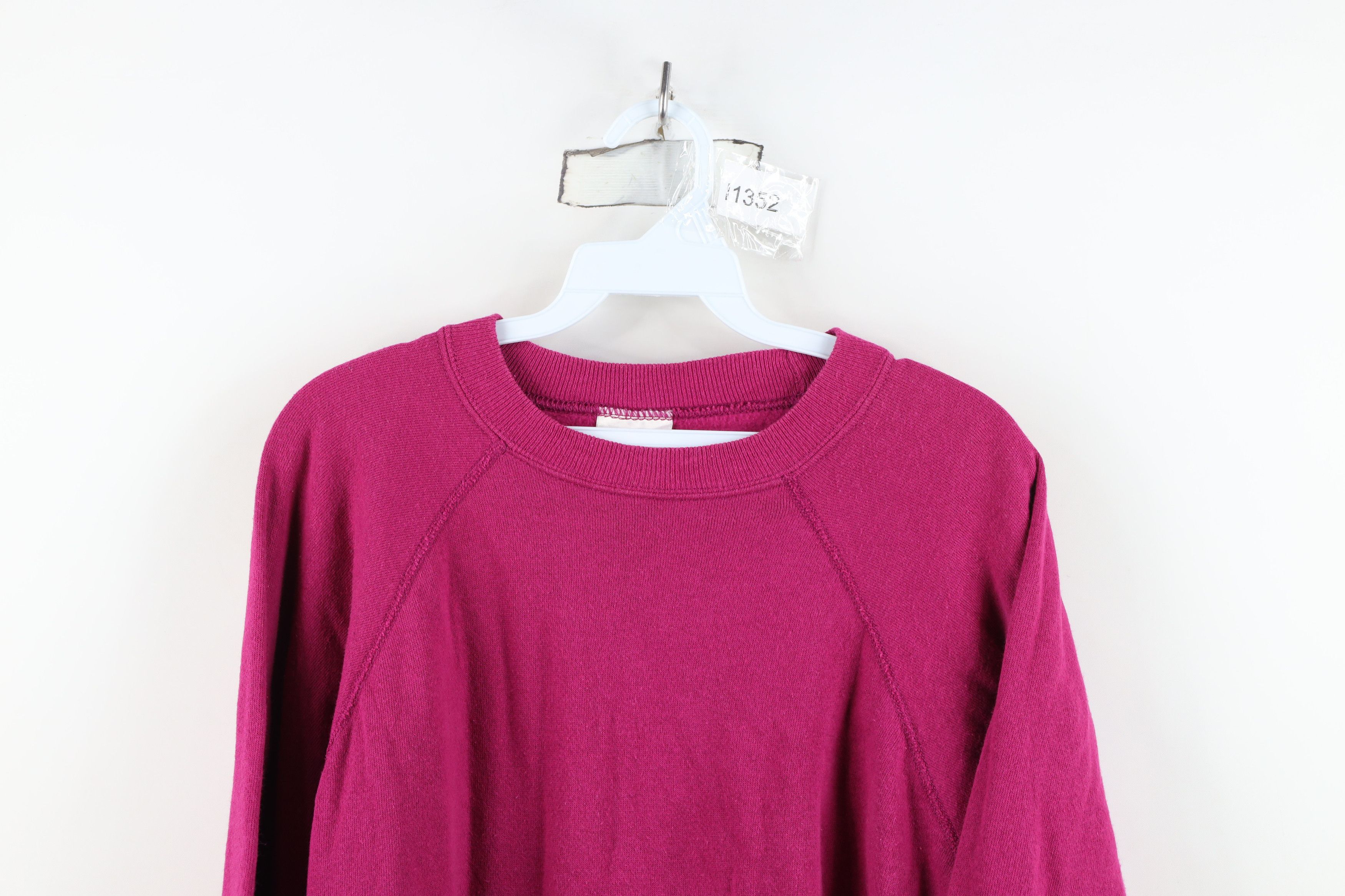 Hanes Vintage 80s 90s Hanes Raglan Crewneck Sweatshirt Magenta USA Size XL / US 12-14 / IT 48-50 - 2 Thumbnail