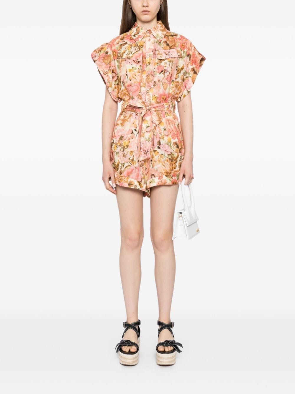 Zimmermann o1s22i1n1024 Short Floral Linen Jumpsuit in Multicolor Size 30" / US 8 / IT 44 - 2 Thumbnail