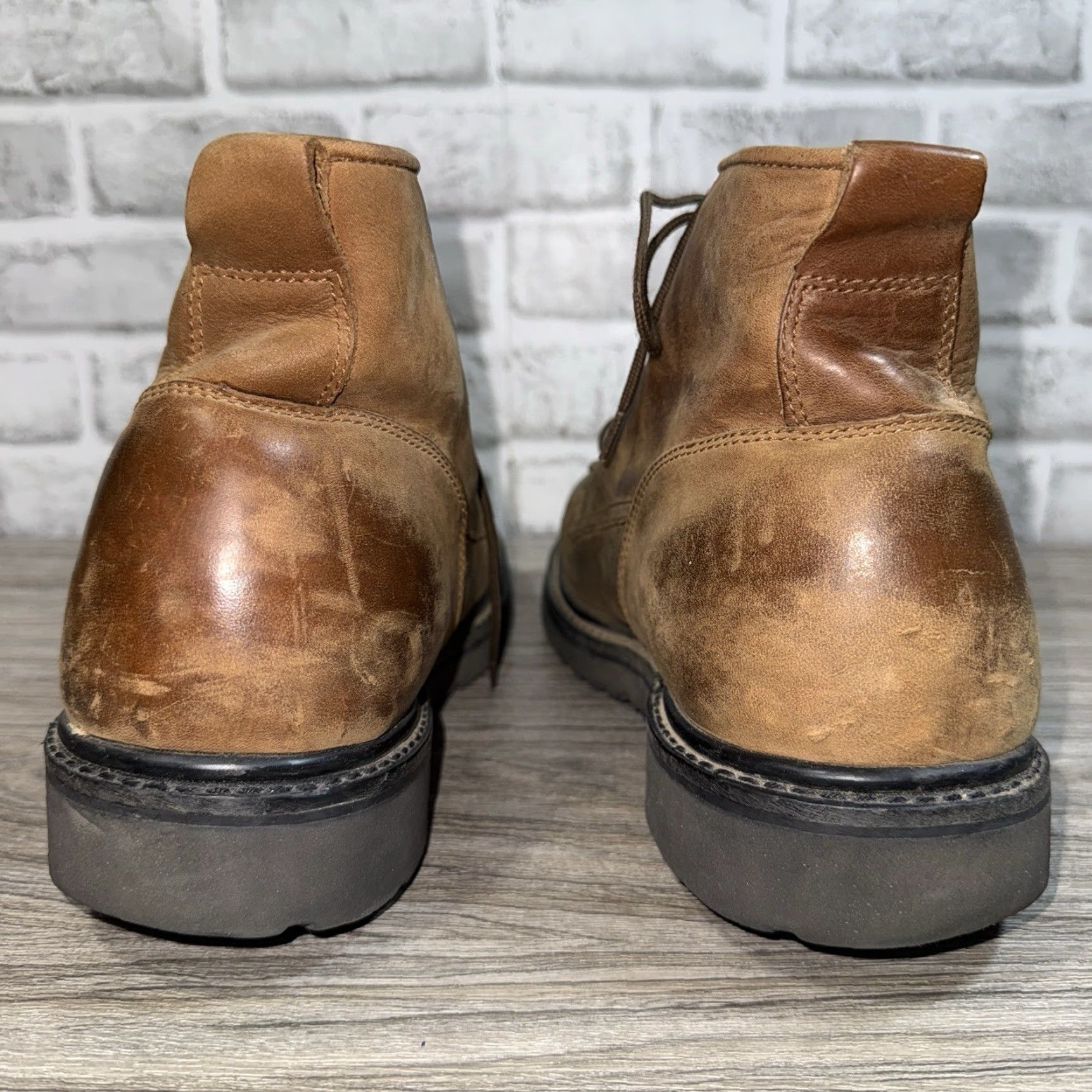 Vintage Double-H Work Boots Men’s 12D STK#9728 Brown Leather Toe: Steel Leather Upper, Lace-Up, Oil-Resistant Sole, Pre-owned Mens Boot Size US 12 / EU 45 - 5 Thumbnail