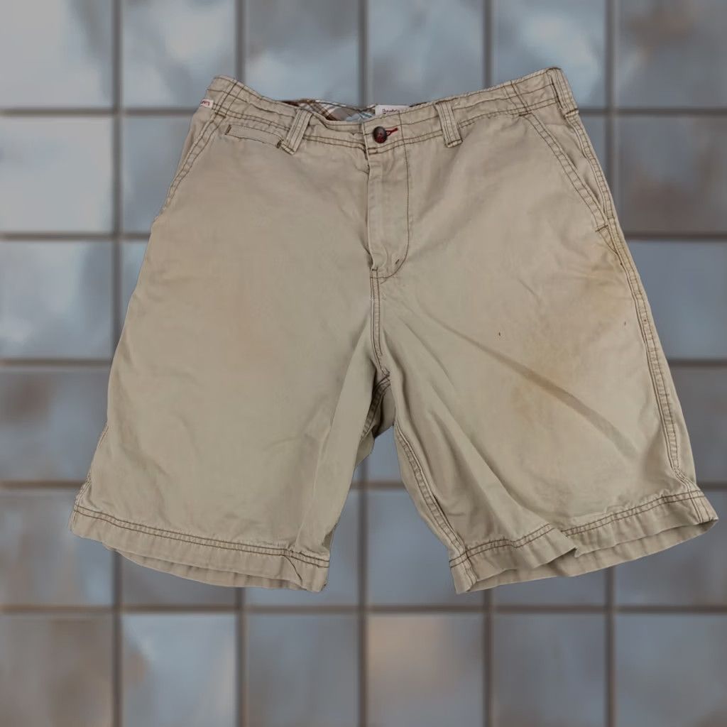 Levi's Levi's Shorts Mens 33 Brown White Tab Twill Grunge Streetwear Y2K Casual Regular 33in Brown Canvas Cotton Zipper Pockets Pattern Solid Tiny Flaws N/A Size US 33 - 1 Thumbnail