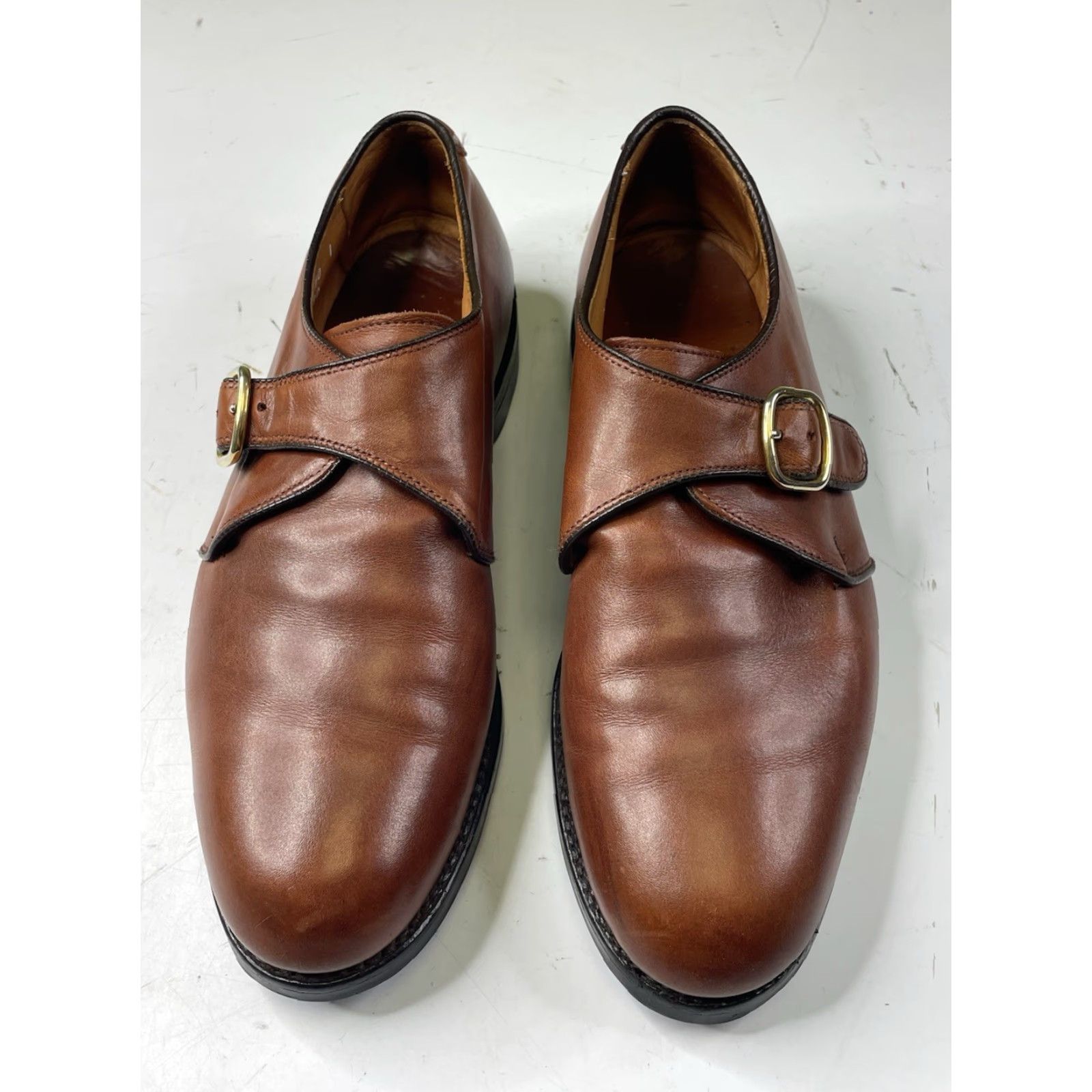Allen Edmonds VINTAGE? No — Allen Edmonds Garner Monk Strap Loafers USA Made Burnished Calf Skin Sz 9.5 Mens Brown Leather Dress Shoes Buckle Strap Navy? Size US 10 / EU 43 - 4 Thumbnail