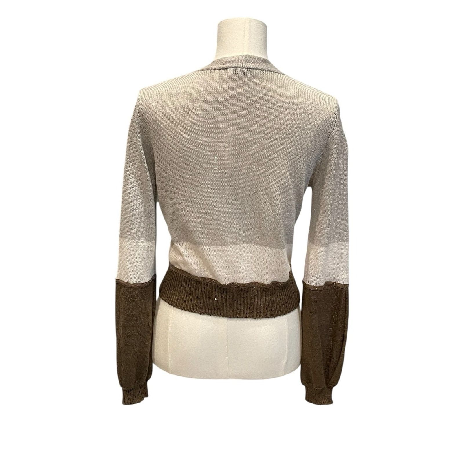 Brunello Cucinelli Brunello Cucinelli Brown Colour Block Sequin Cardigan Size:S Size S / US 4 / IT 40 - 5 Thumbnail