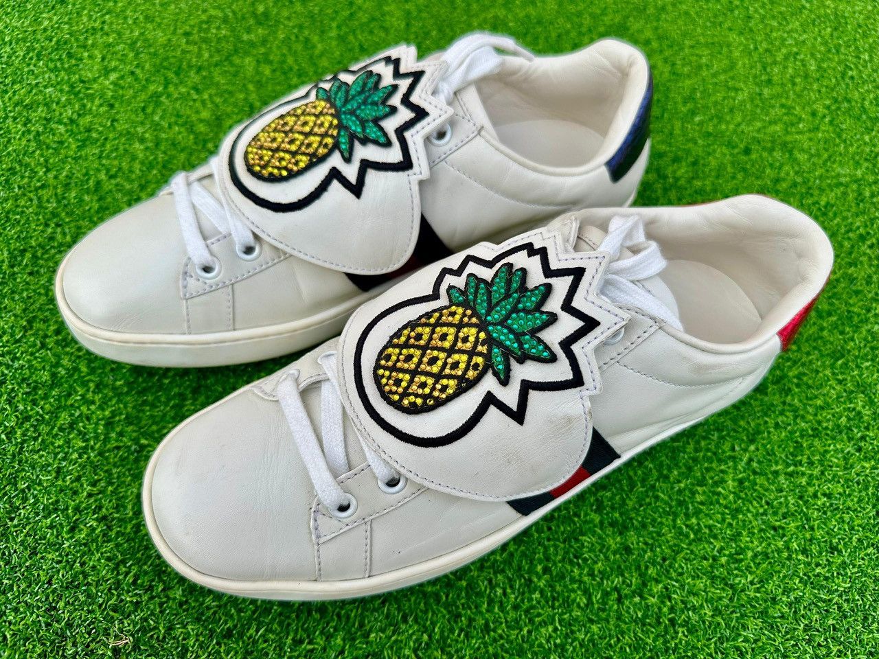 Gucci Authentic Gucci New Ace Vintage Web Crystal Pineapple Size US 8 / IT 38 - 3 Thumbnail