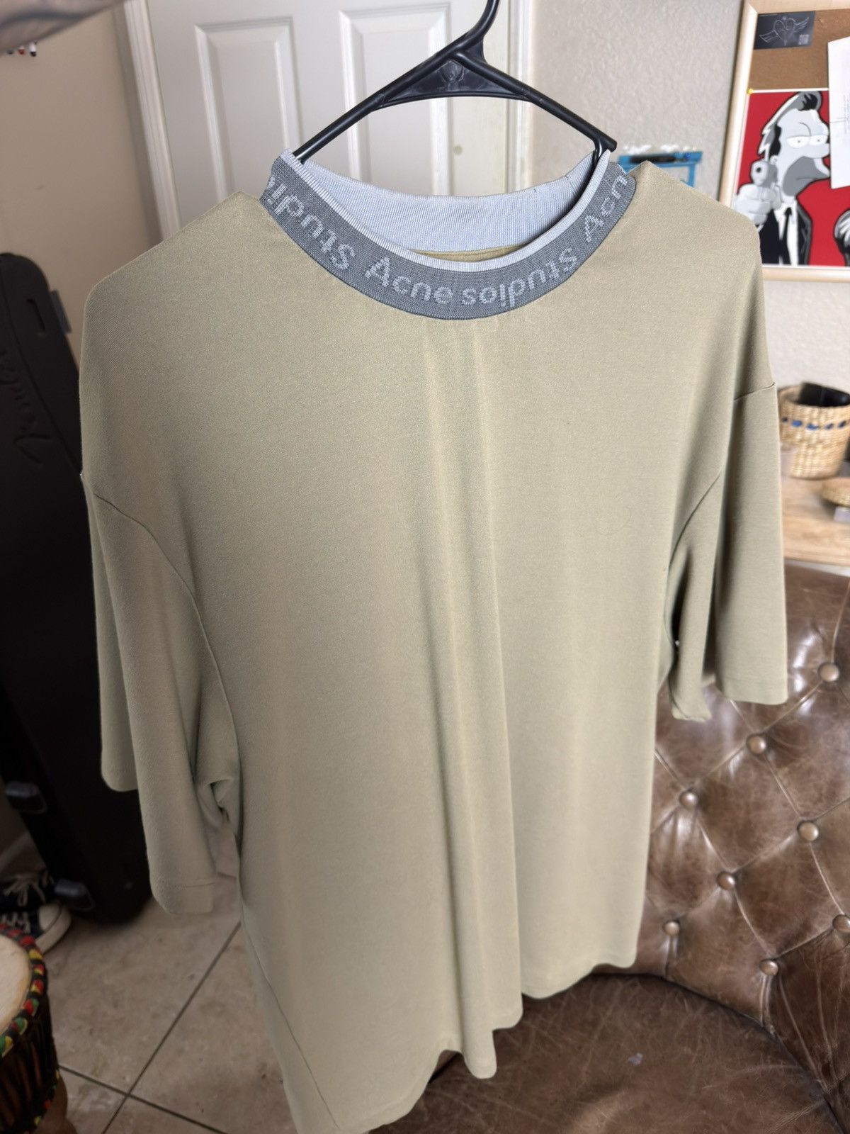 Acne Studios Acne Studios Green Olive Collar Logo Oversize Rare T-Shirt Size US S / EU 44-46 / 1 - 5 Thumbnail