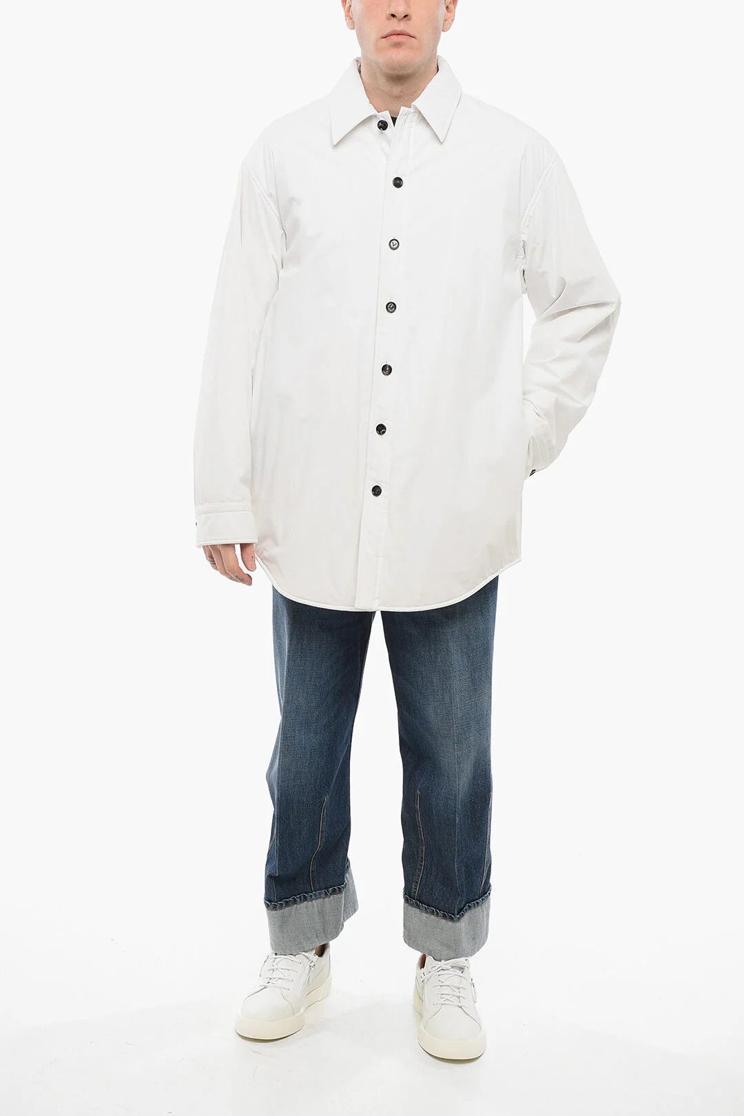 Bottega Veneta og1mm0426 Quilted Cotton Overshirt in White Size US M / EU 48-50 / 2 - 4 Thumbnail