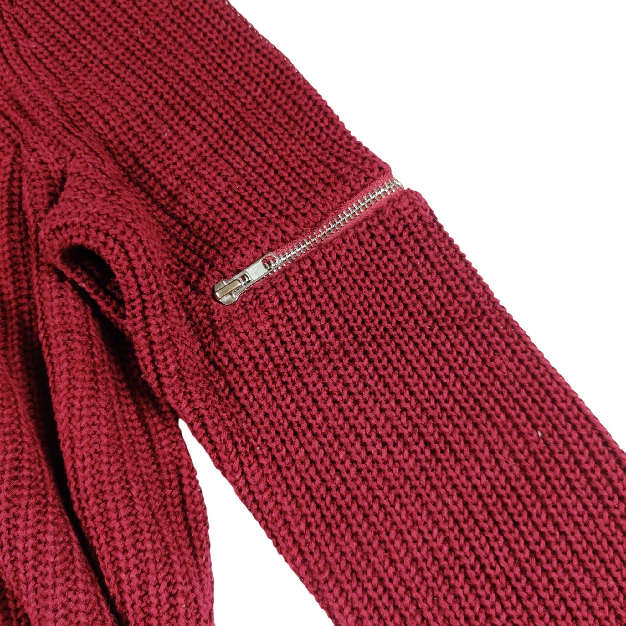 Other Millau Womens Crop Sweater M Burgundy Pullover Chunky Knit L Size M / US 6-8 / IT 42-44 - 4 Thumbnail