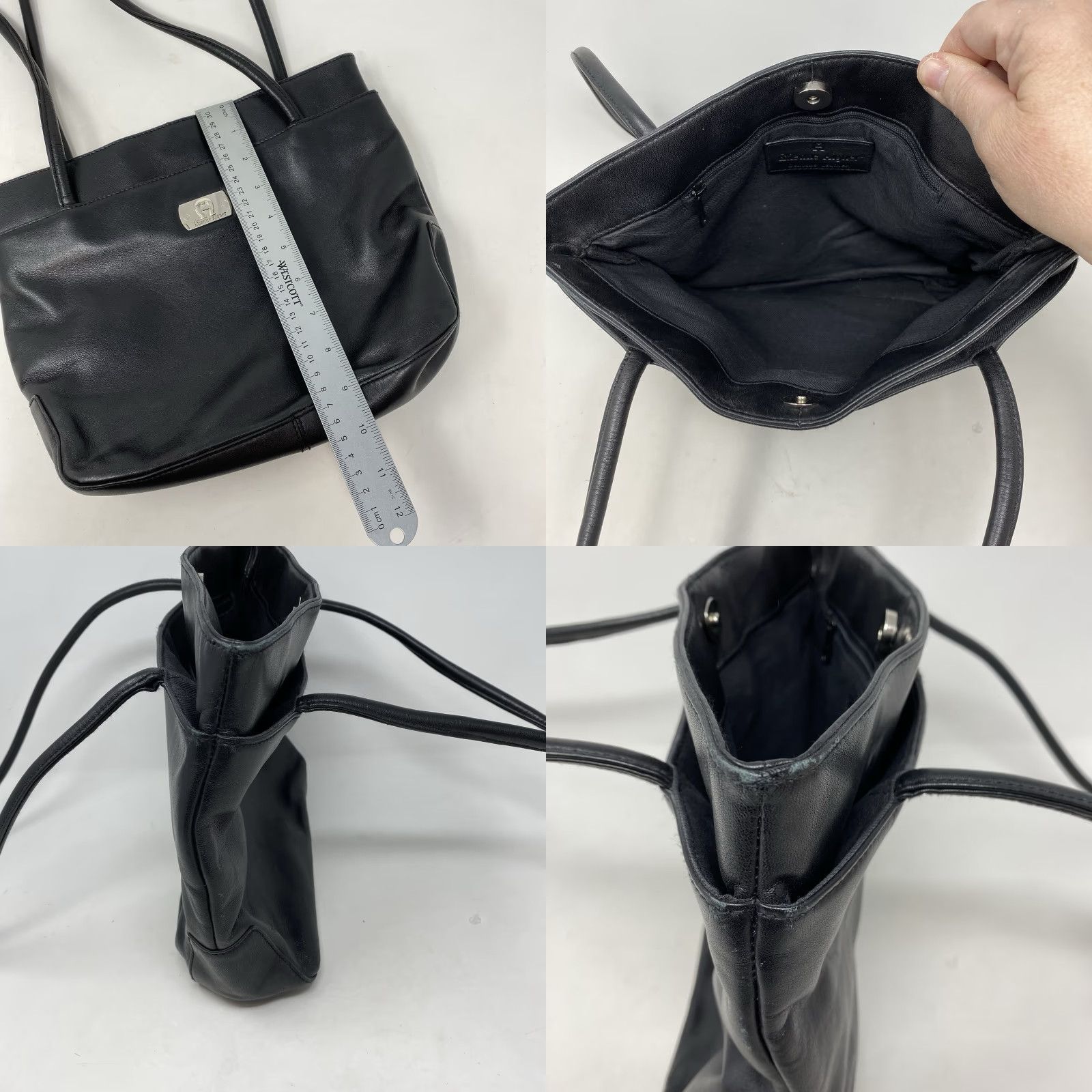 Etienne Aigner Vtg Etienne Aigner Black Leather Shoulder Bag Handbag Purse Y2K Minimalist Bag Women Small 9x12x3 Black Leather Shoulder Bag Vintage Size ONE SIZE - 8 Thumbnail