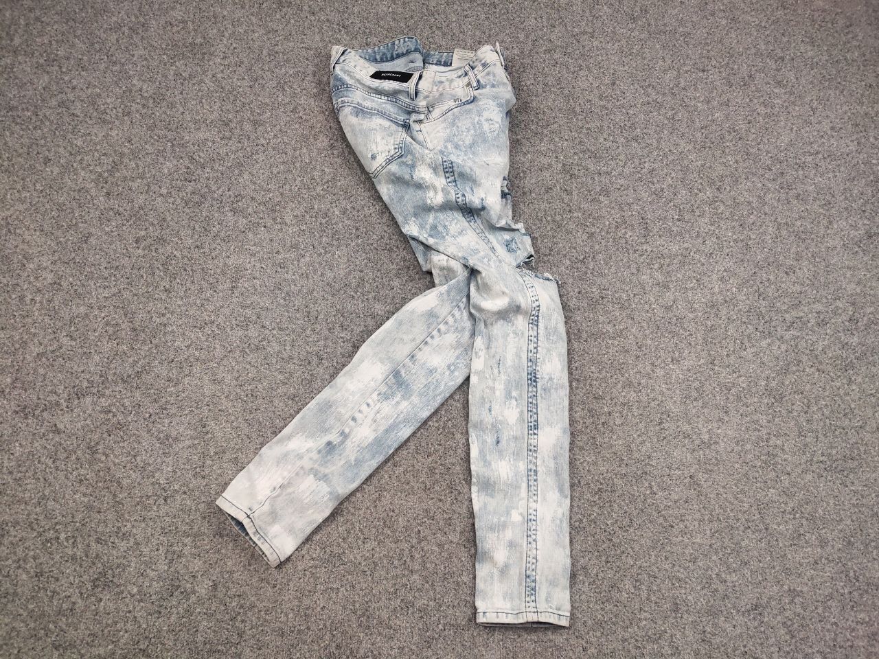 Represent Clo. Represent Design Blue Distressed Painted Denim Slim Jeans Size US 34 / EU 50 - 2 Thumbnail
