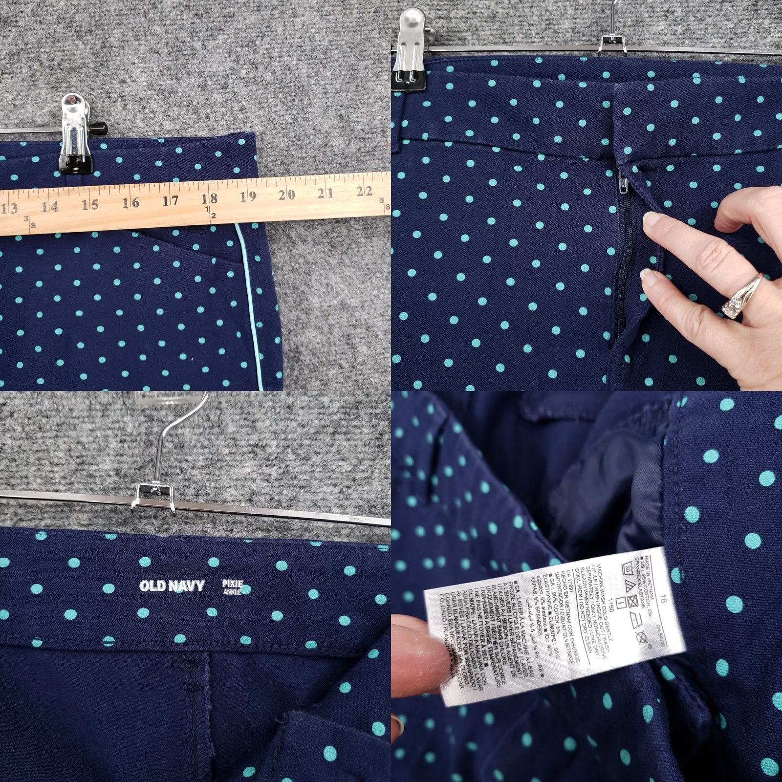 Old Navy Old Navy Womens Plus 18 Blue High Waisted Pixie Ankle Pants Polka Dots Size 40" / US 18 - 8 Thumbnail