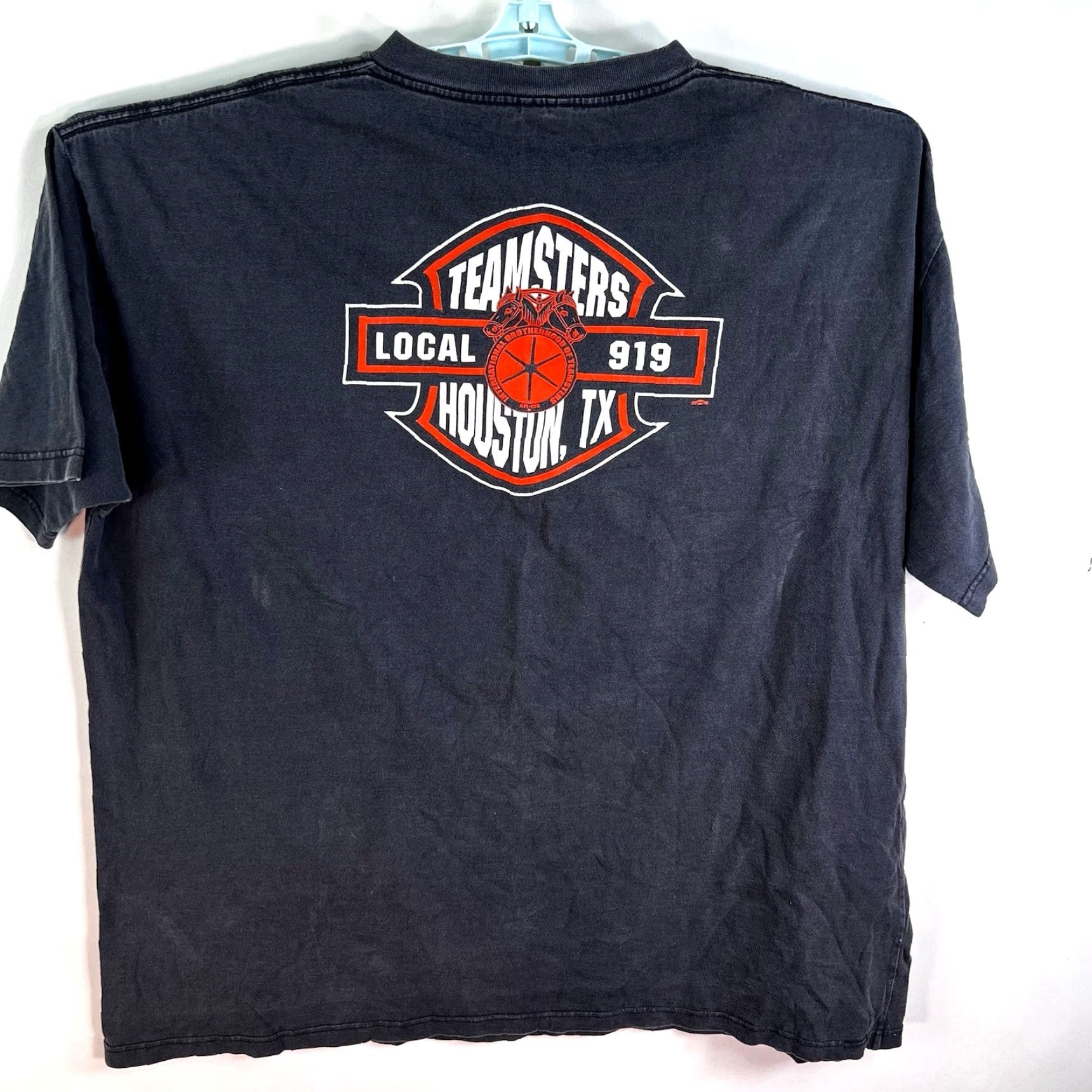Vintage VINTAGE Union Line Teamsters Local 919 Houston TX T-Shirt Mens 3XL Black Union Pride 90s Labor Union Classic Graphic Print Short Sleeve Size US XXL / EU 58 / 5 - 2 Thumbnail