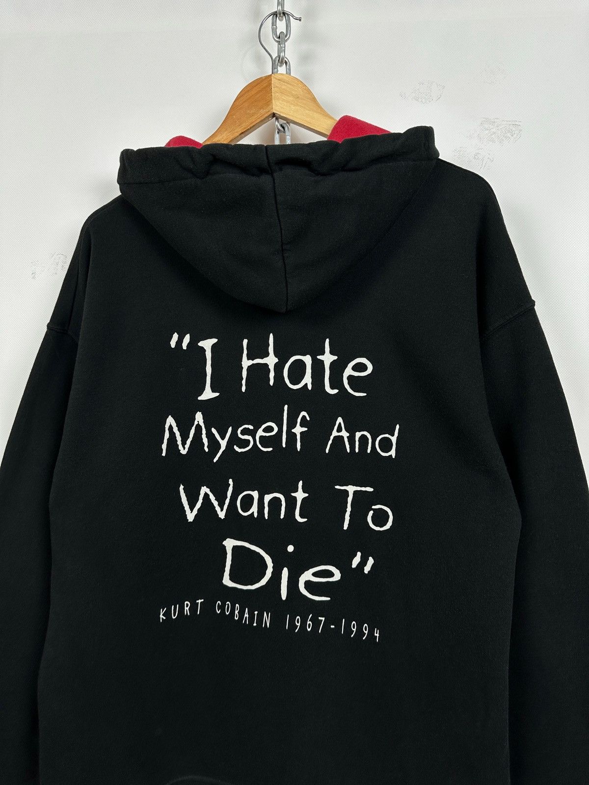 Band Tees Vintage Nirvana Kurt Cobain I Hate Myself Memorial Hoodie Size US XL / EU 56 / 4 - 14 Thumbnail