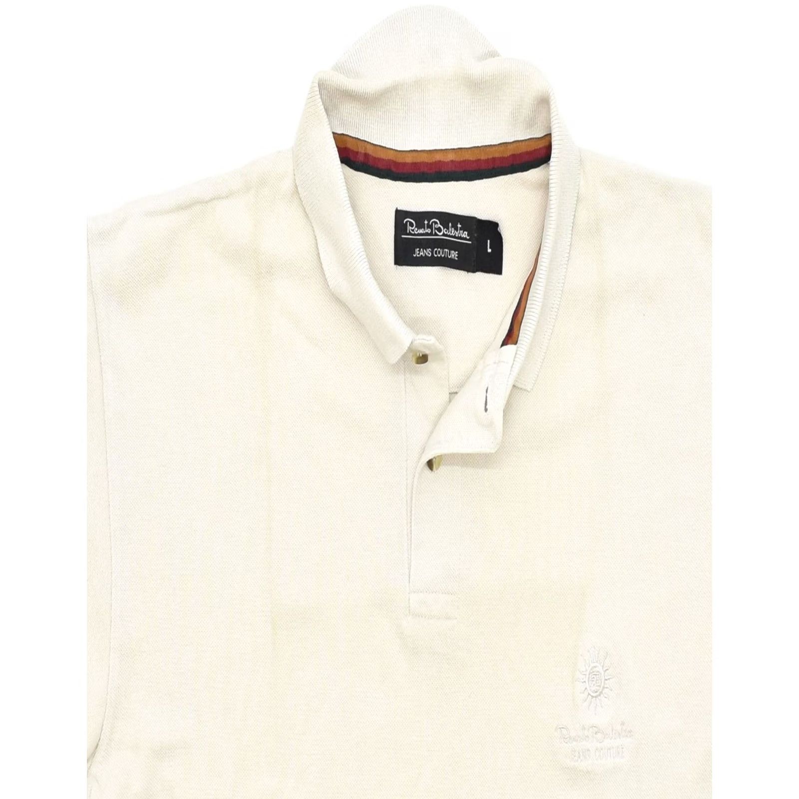 Vintage RENATO BALESTRA Mens Polo Shirt Large Beige Cotton Size US L / EU 52-54 / 3 - 4 Thumbnail