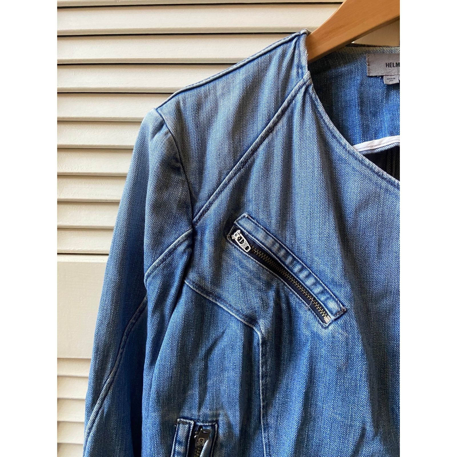 Helmut Lang Helmut Lang Asymmetrical Blue Denim Jean Jacket Motorcycle Size US S / EU 44-46 / 1 - 6 Thumbnail