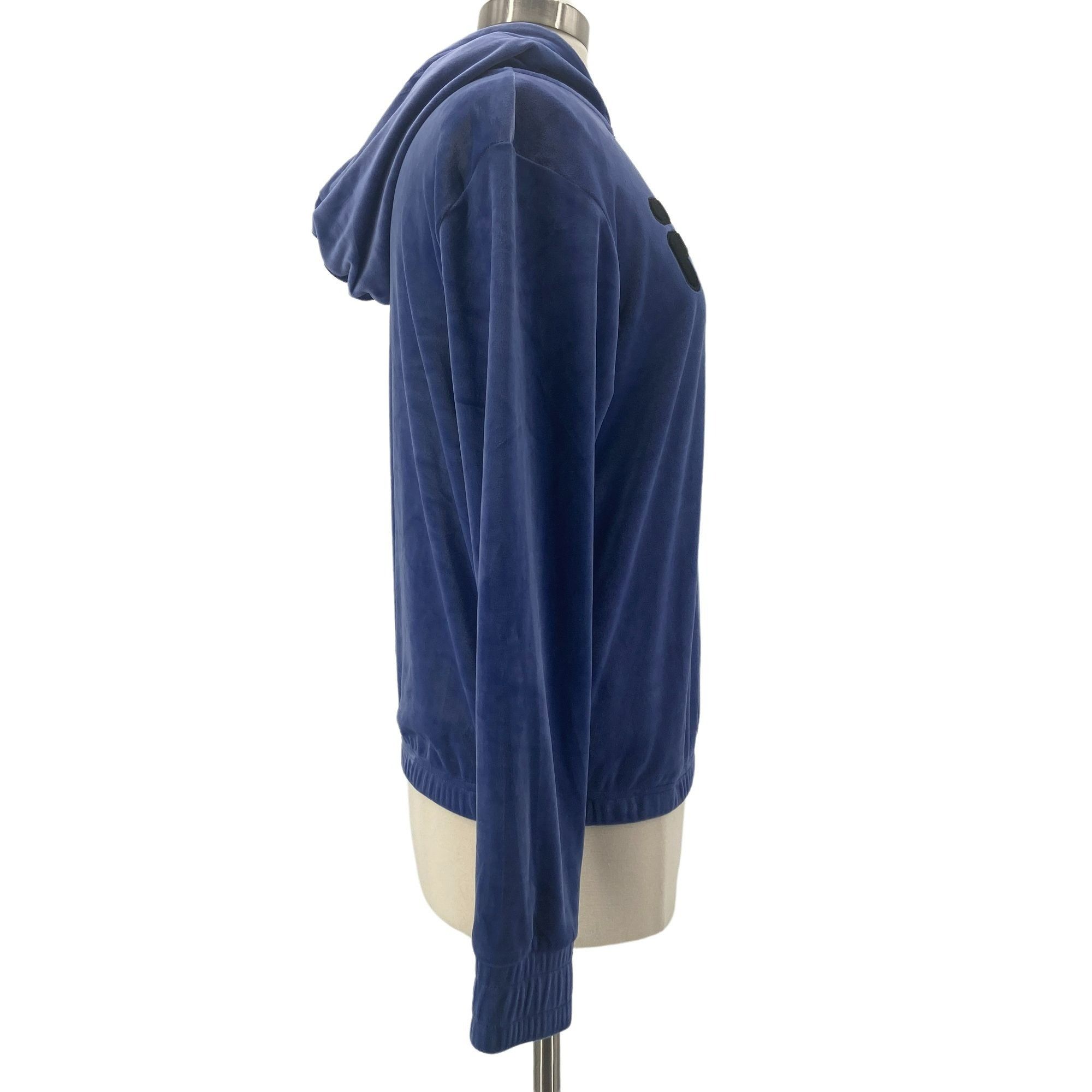 Fila FILA Womens Medium Hoodie Velour 1/4 Zip Blue Logo Hoodie Size M / US 6-8 / IT 42-44 - 3 Thumbnail