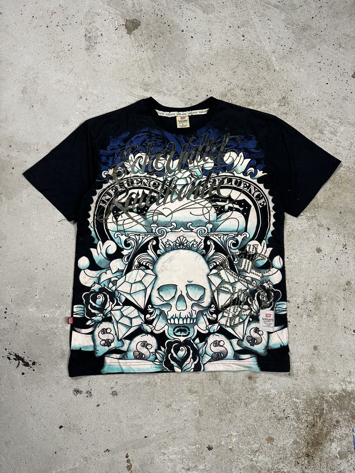 Ecko Unltd. × Vintage Vintage Y2K Ecko Unlimited Big All Over Print Black T Shirt Size US L / EU 52-54 / 3 - 1 Thumbnail