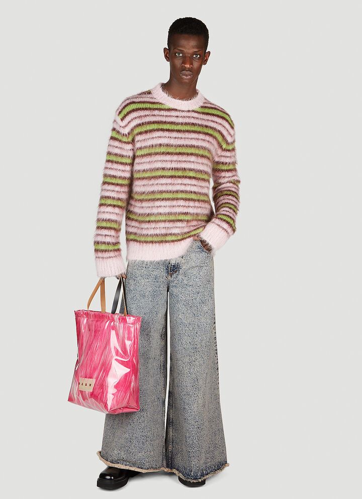 Marni o1w1db10125 Fuzzy Stripe Sweater in Multicolor Size US L / EU 52-54 / 3 - 1 Preview