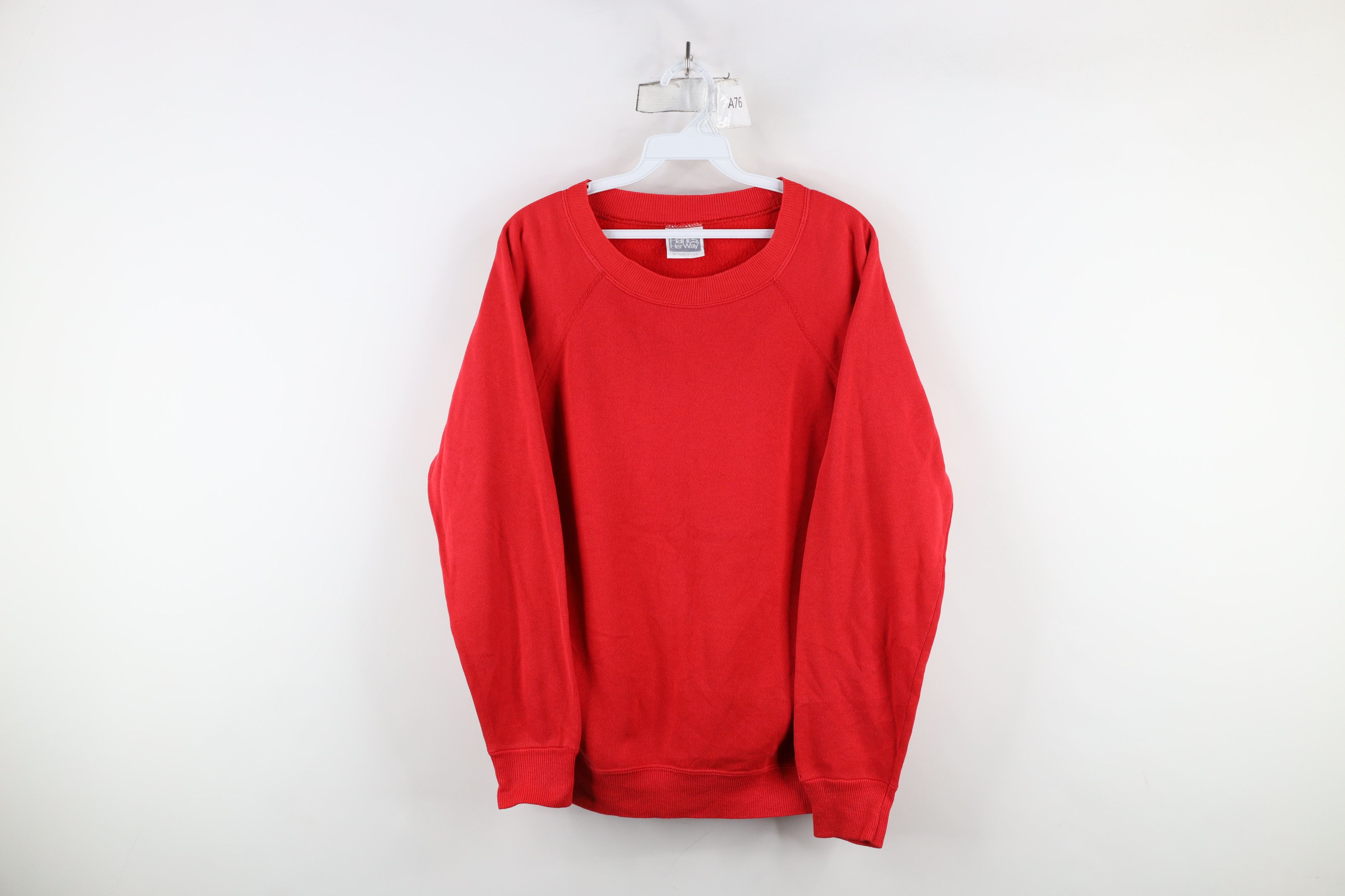 Vintage Vintage 80s 90s Streetwear Blank Raglan Sweatshirt Red USA Size M / US 6-8 / IT 42-44 - 1 Thumbnail