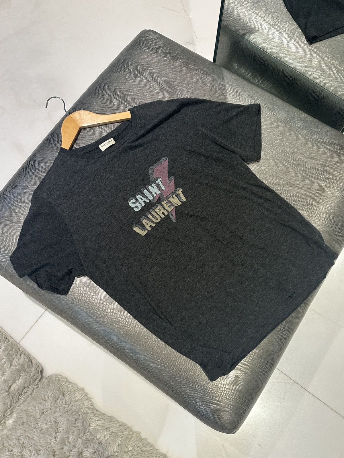 Saint Laurent Paris Sain Laurent Lightning Bolt T Shirt Size US S / EU 44-46 / 1 - 1 Thumbnail