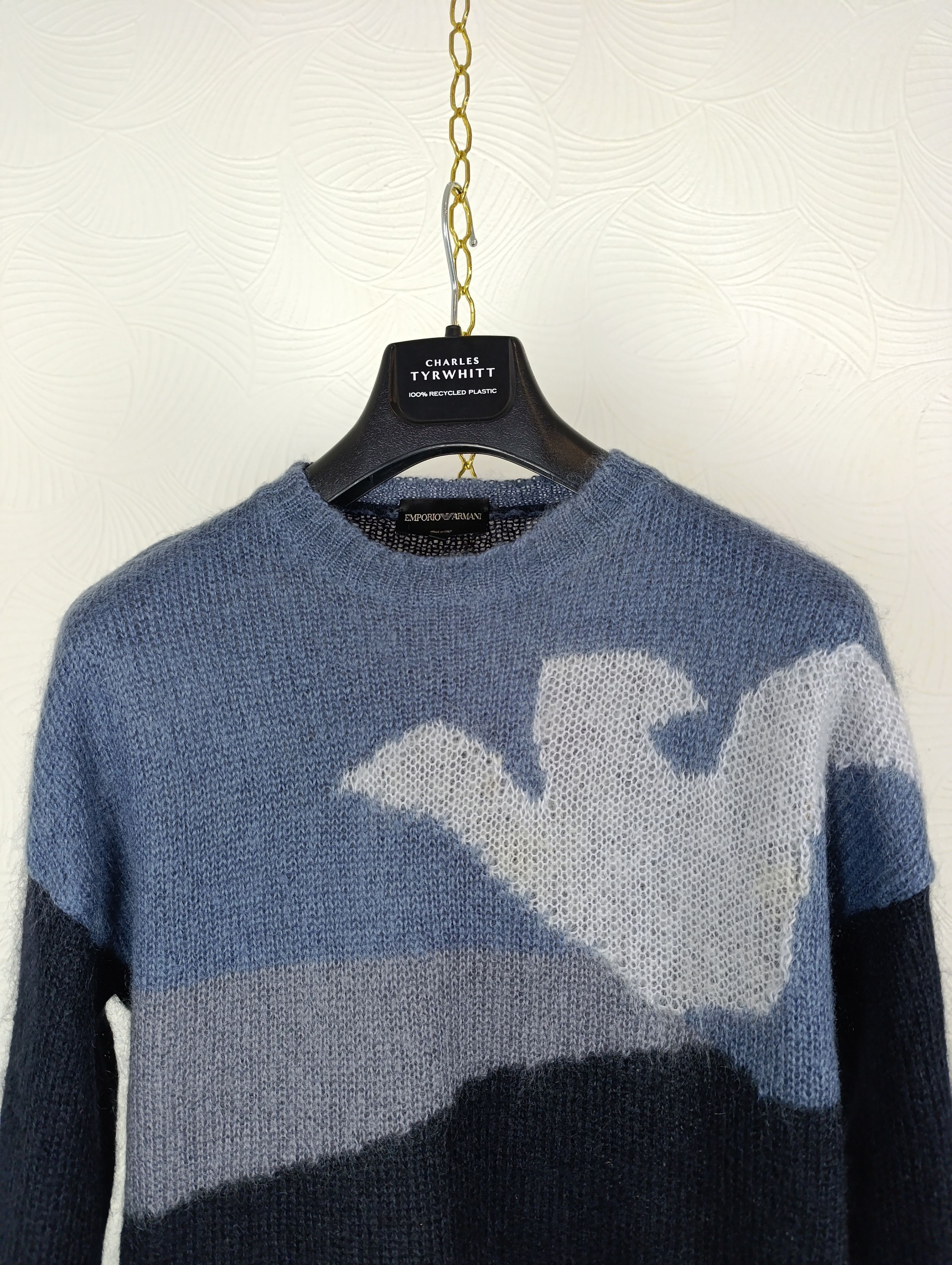 Armani EMPORIO ARMANI MENS MOHAIR KNITTED SWEATER BIG LOGO Size US S / EU 44-46 / 1 - 2 Thumbnail